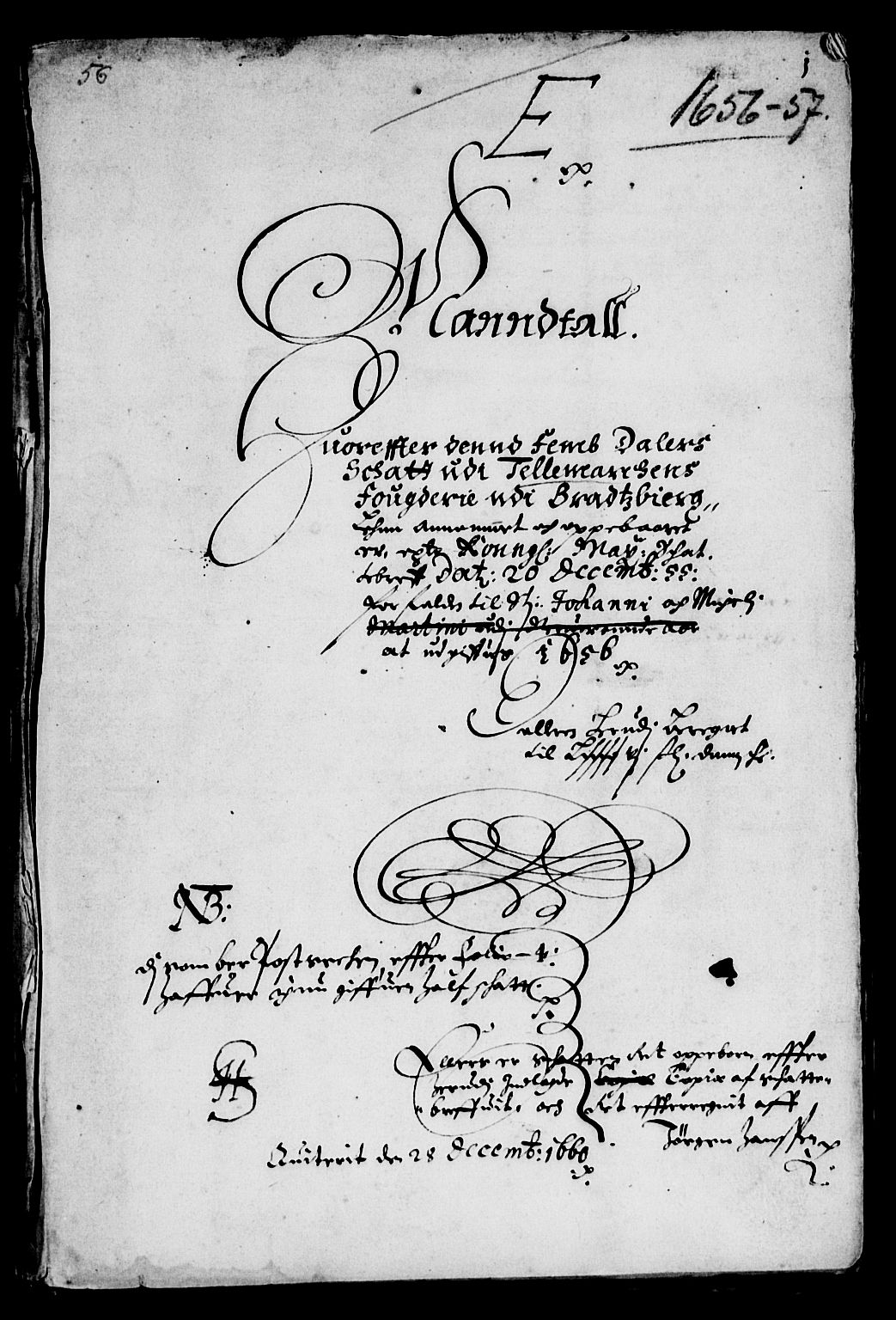 Rentekammeret inntil 1814, Reviderte regnskaper, Lensregnskaper, AV/RA-EA-5023/R/Rb/Rbp/L0043: Bratsberg len, 1656-1658