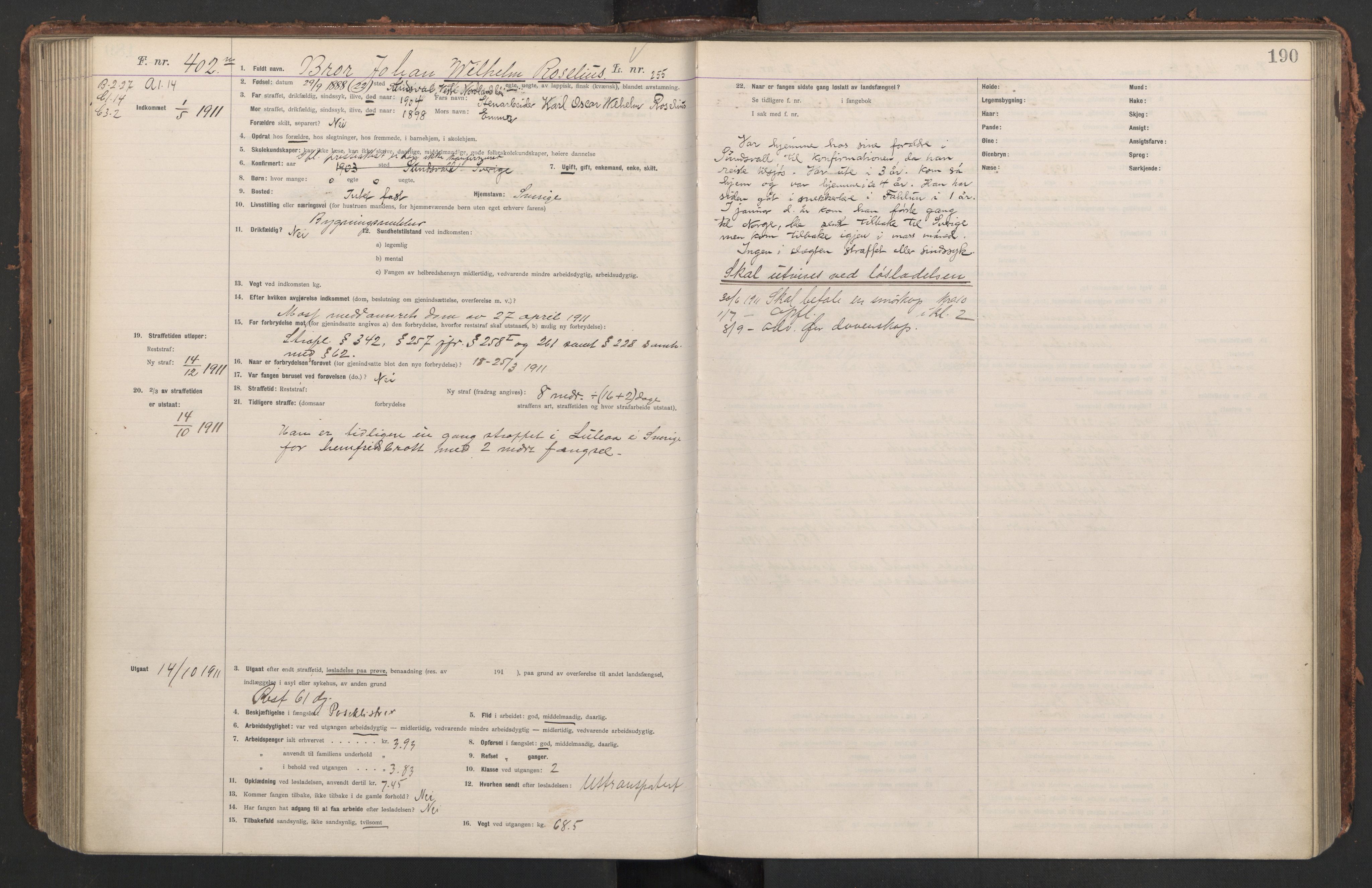 Botsfengslet, AV/RA-S-1539/D/Db/Dbb/L0044: 213n - 553n, 1910-1912, p. 190