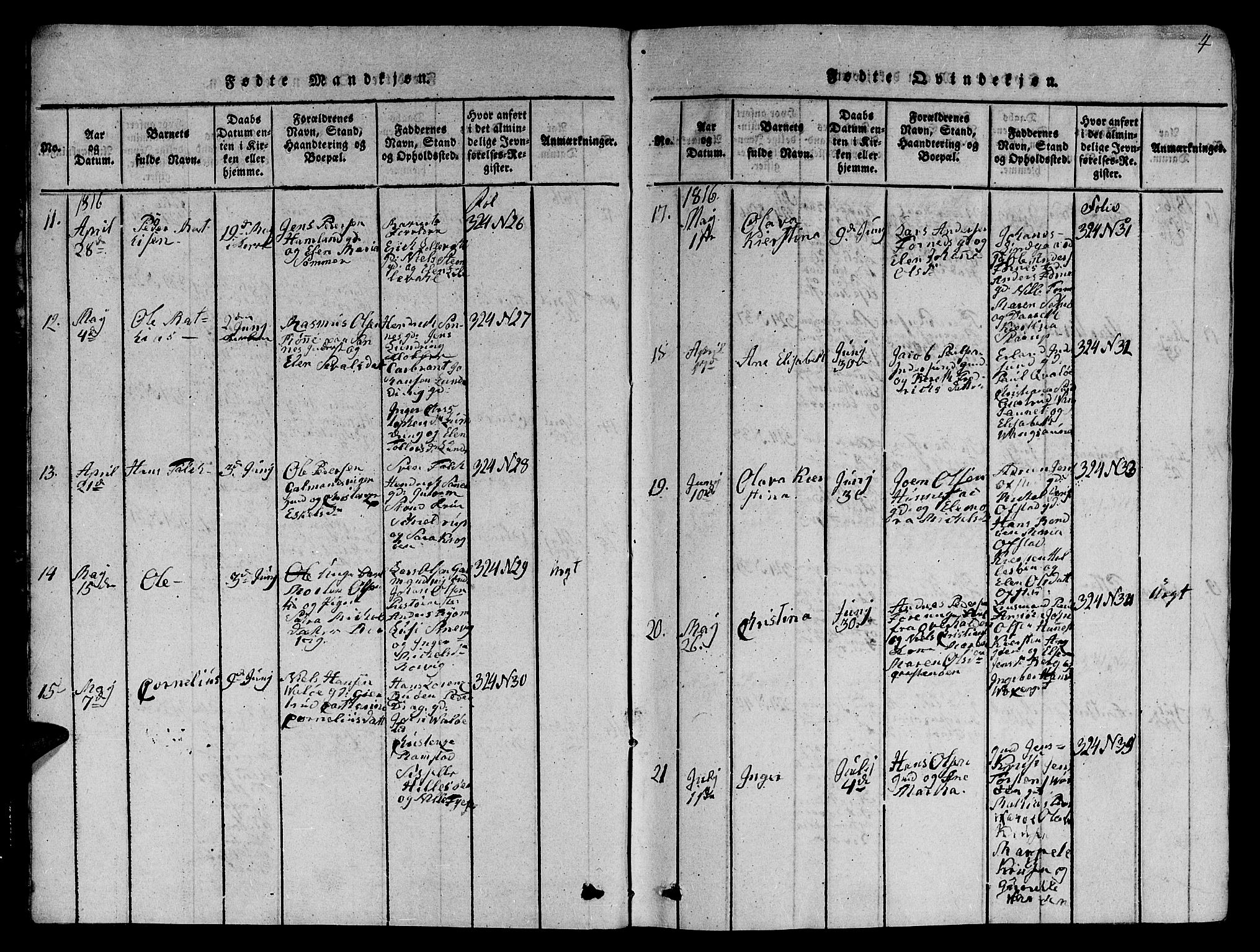 Ministerialprotokoller, klokkerbøker og fødselsregistre - Nord-Trøndelag, SAT/A-1458/784/L0679: Parish register (copy) no. 784C01 /1, 1816-1822, p. 4