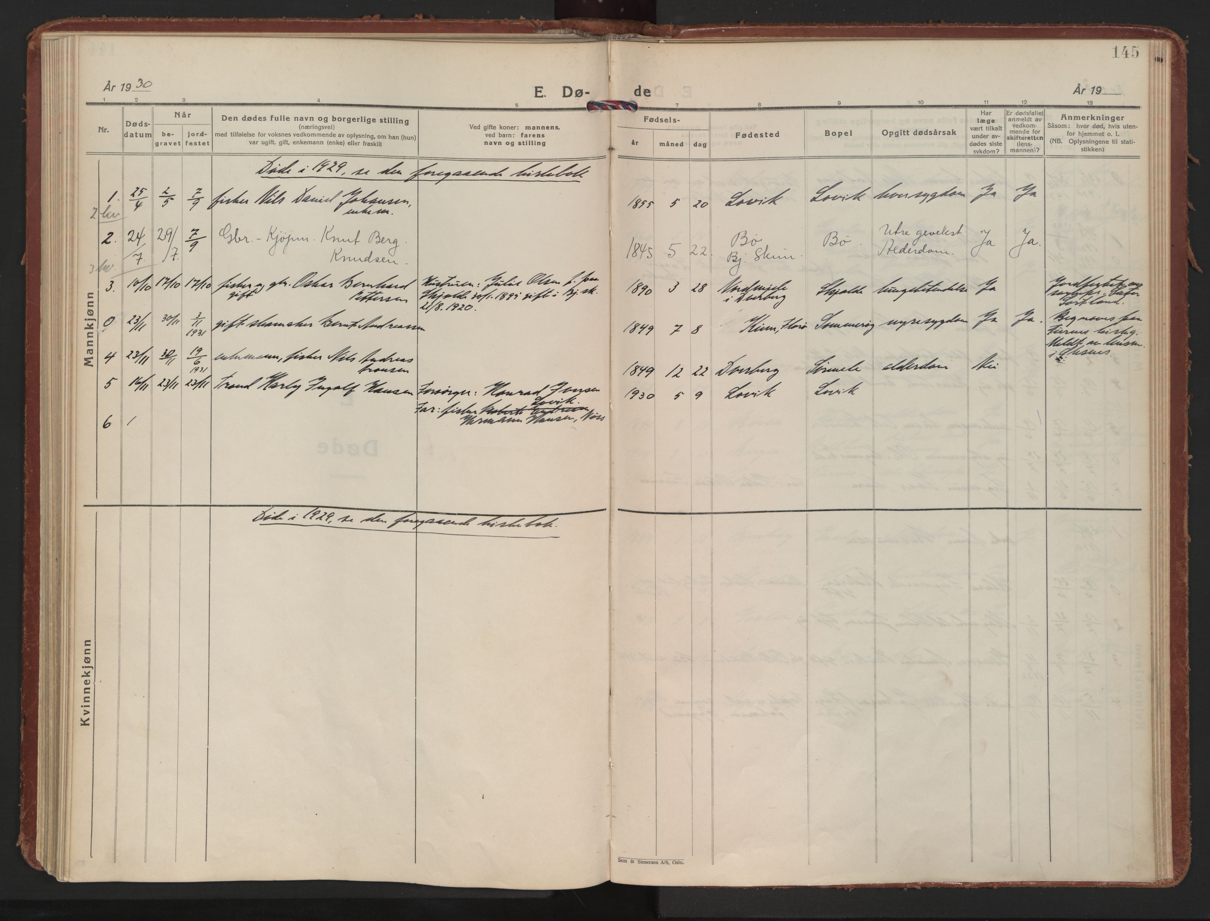 Ministerialprotokoller, klokkerbøker og fødselsregistre - Nordland, AV/SAT-A-1459/898/L1424: Parish register (official) no. 898A04, 1928-1946, p. 145