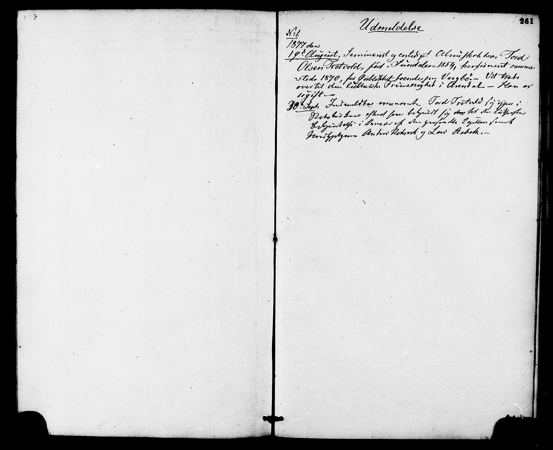 Ministerialprotokoller, klokkerbøker og fødselsregistre - Møre og Romsdal, SAT/A-1454/586/L0986: Parish register (official) no. 586A12, 1867-1878, p. 261