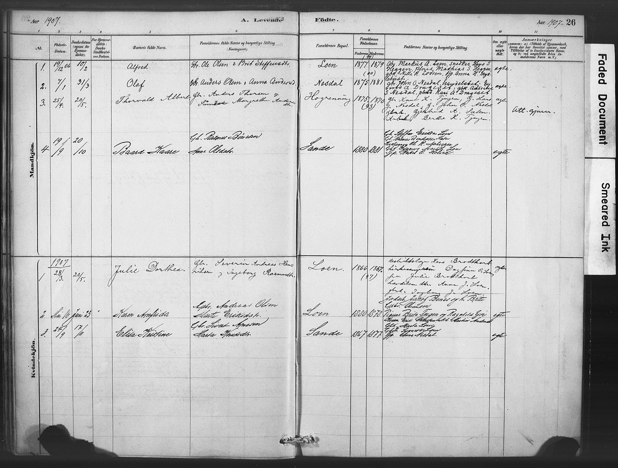 Stryn Sokneprestembete, AV/SAB-A-82501: Parish register (official) no. C 1, 1878-1907, p. 26