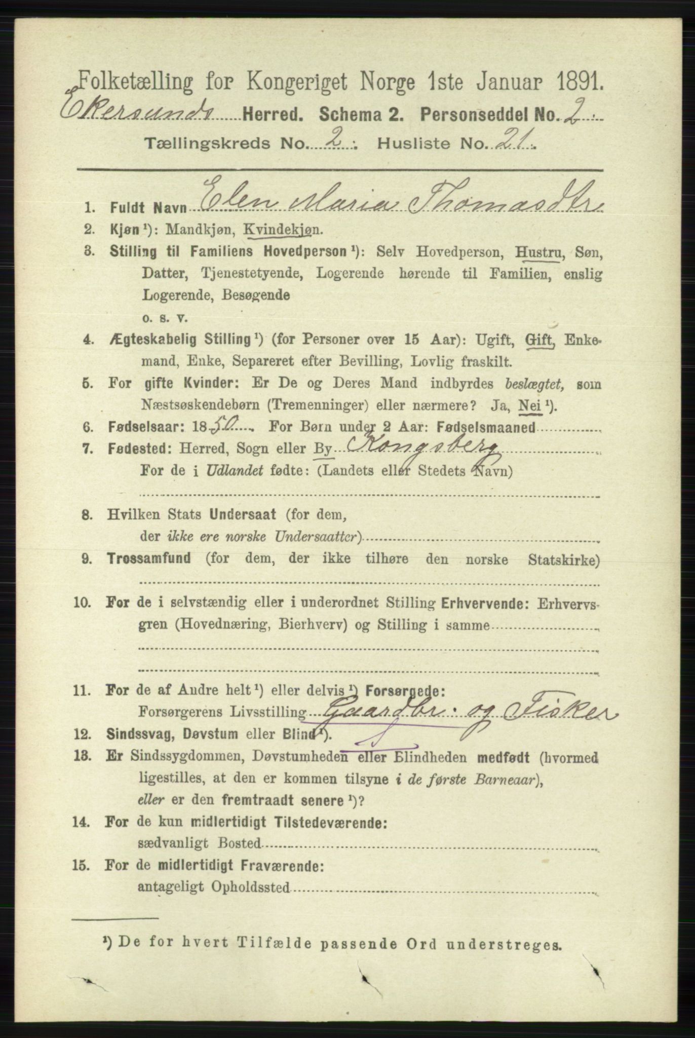 RA, 1891 census for 1116 Eigersund herred, 1891, p. 561