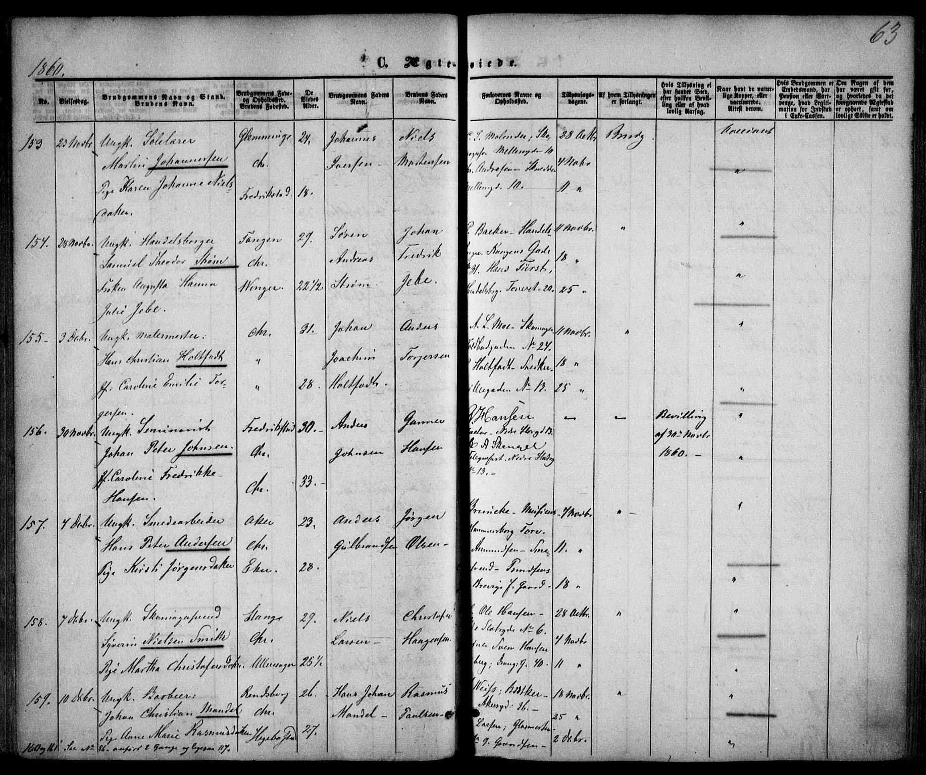 Trefoldighet prestekontor Kirkebøker, SAO/A-10882/F/Fc/L0001: Parish register (official) no. III 1, 1858-1874, p. 63