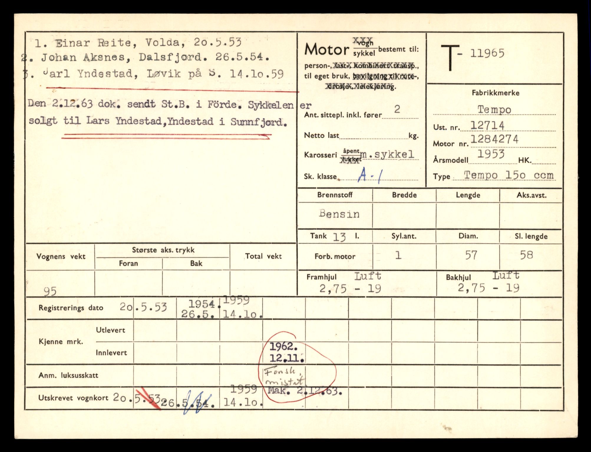 Møre og Romsdal vegkontor - Ålesund trafikkstasjon, AV/SAT-A-4099/F/Fe/L0031: Registreringskort for kjøretøy T 11800 - T 11996, 1927-1998, p. 2789