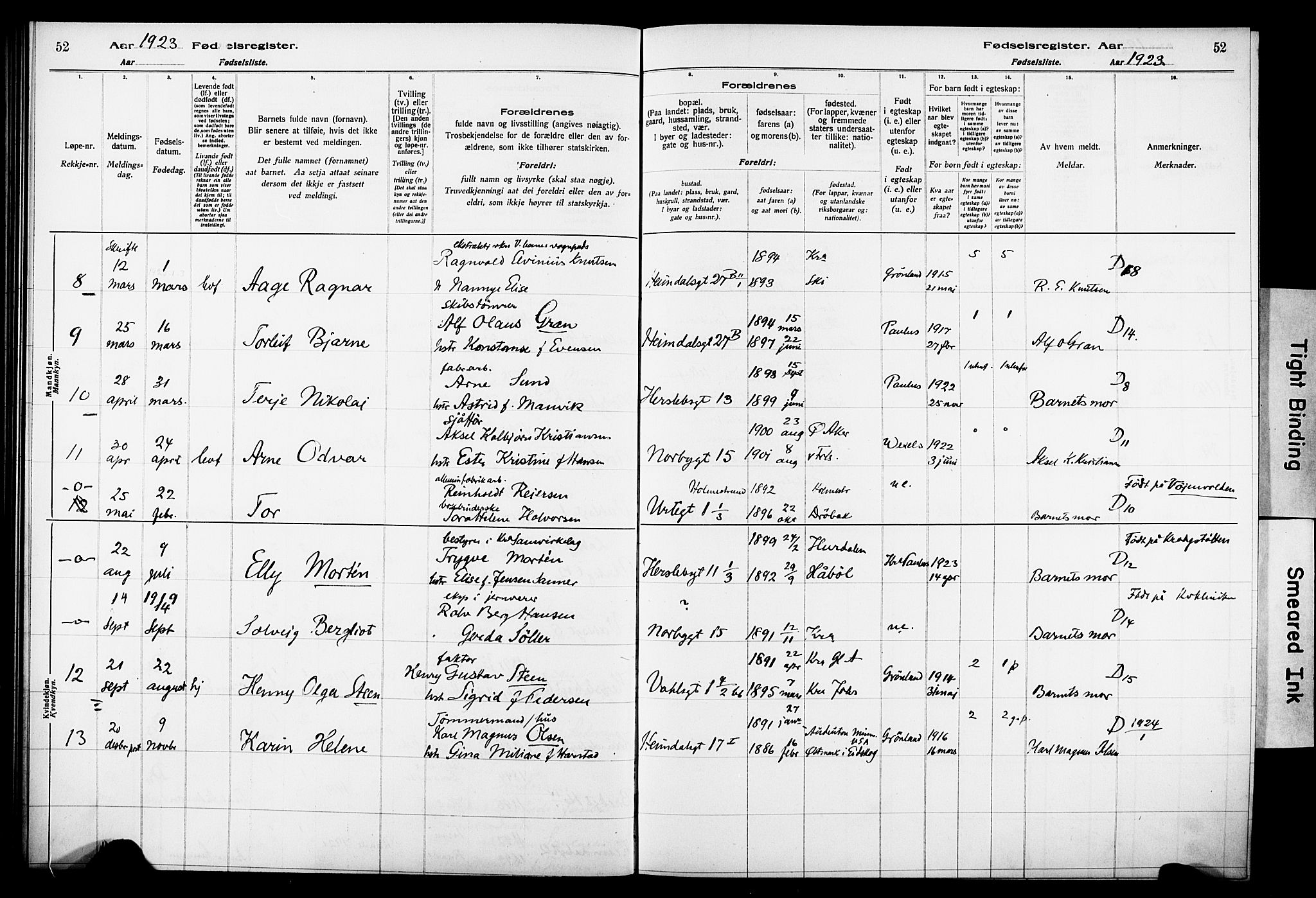 Wexel prestekontor Kirkebøker, AV/SAO-A-10879/J/L0001: Birth register no. 1, 1916-1930, p. 52