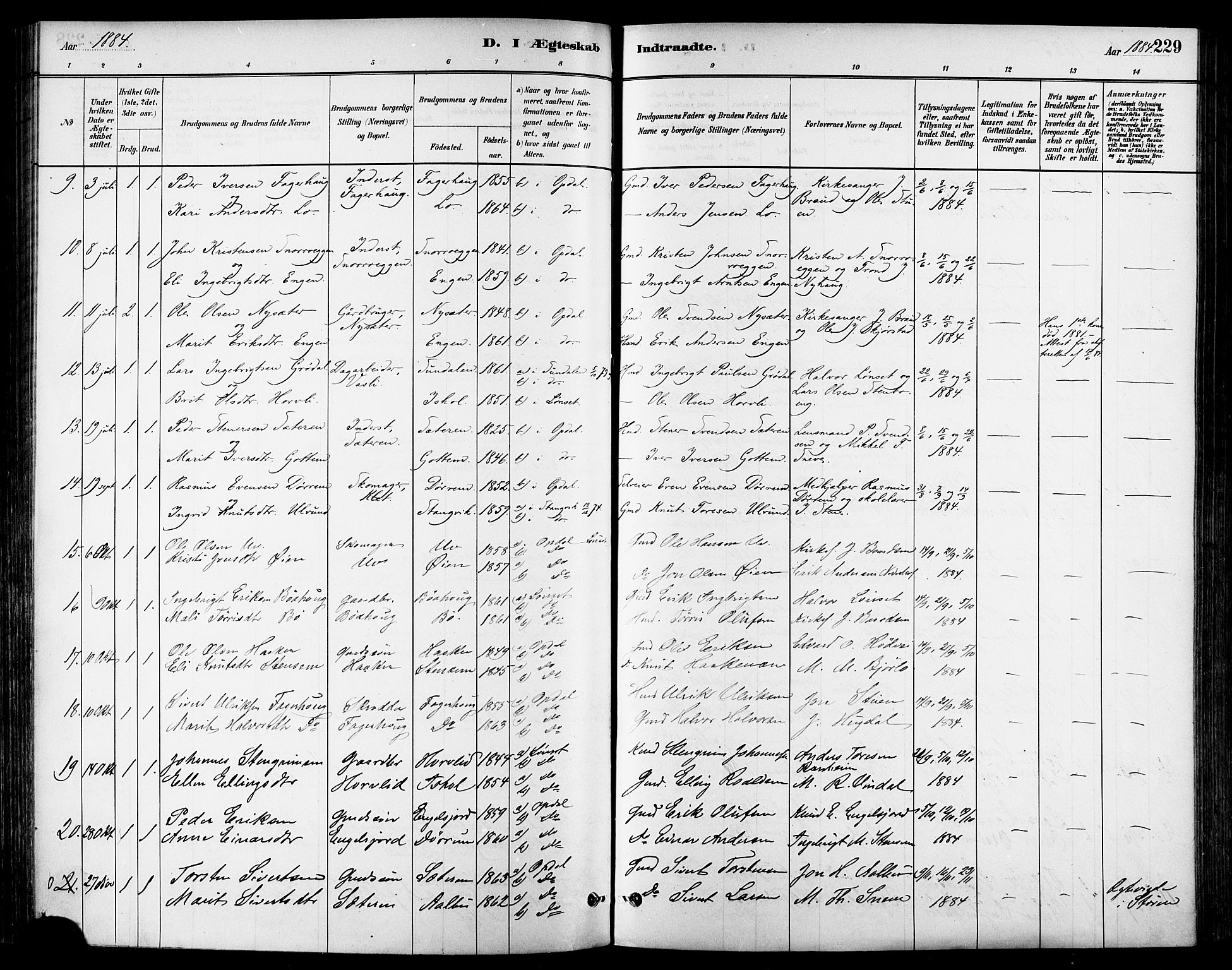 Ministerialprotokoller, klokkerbøker og fødselsregistre - Sør-Trøndelag, SAT/A-1456/678/L0901: Parish register (official) no. 678A10, 1881-1894, p. 229