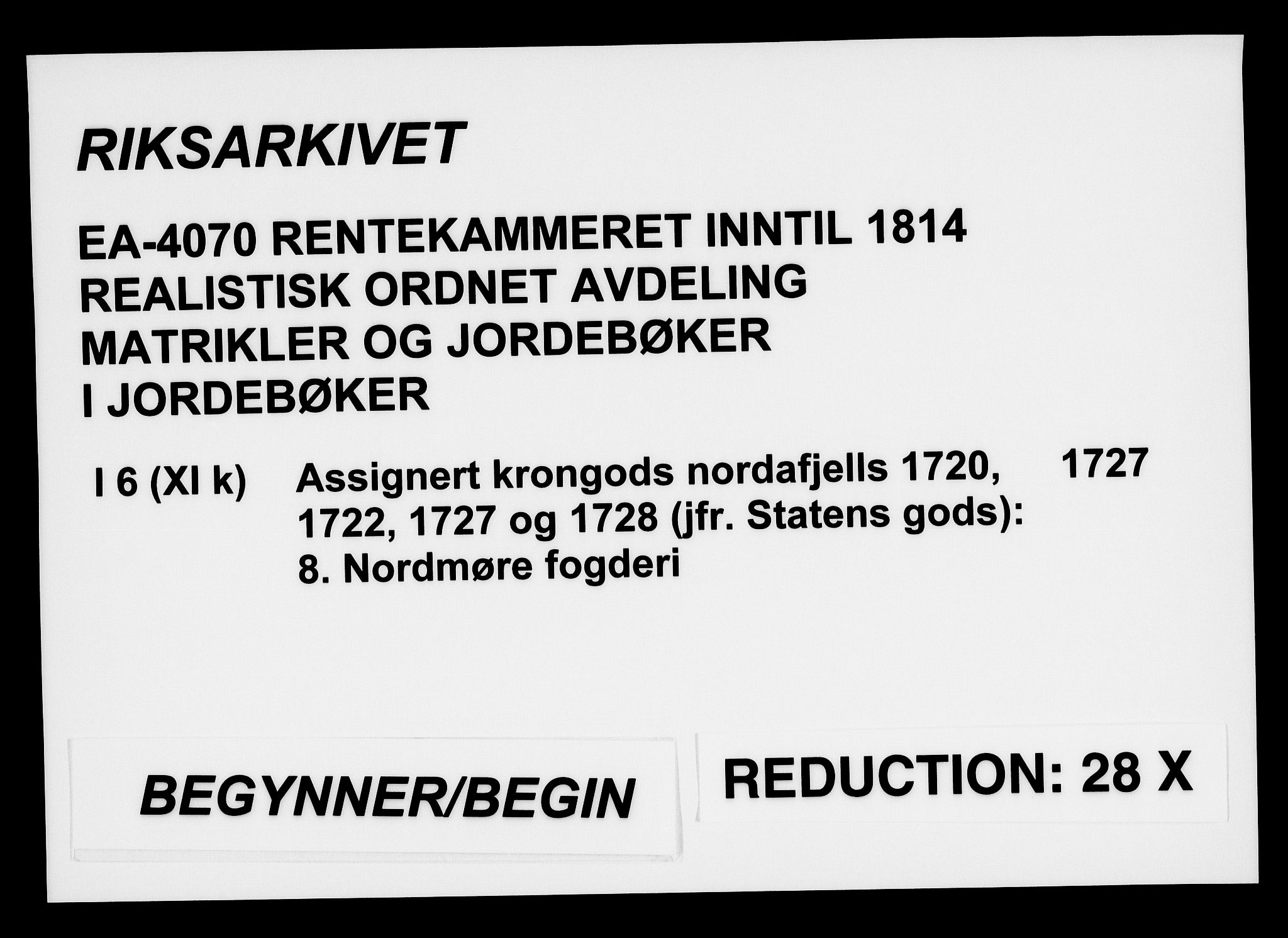 Rentekammeret inntil 1814, Realistisk ordnet avdeling, RA/EA-4070/N/Na/L0006/0008: [XI k]: Assignert krongods nordafjells (1720, 1722, 1727 og 1728): / Nordmøre fogderi, 1727
