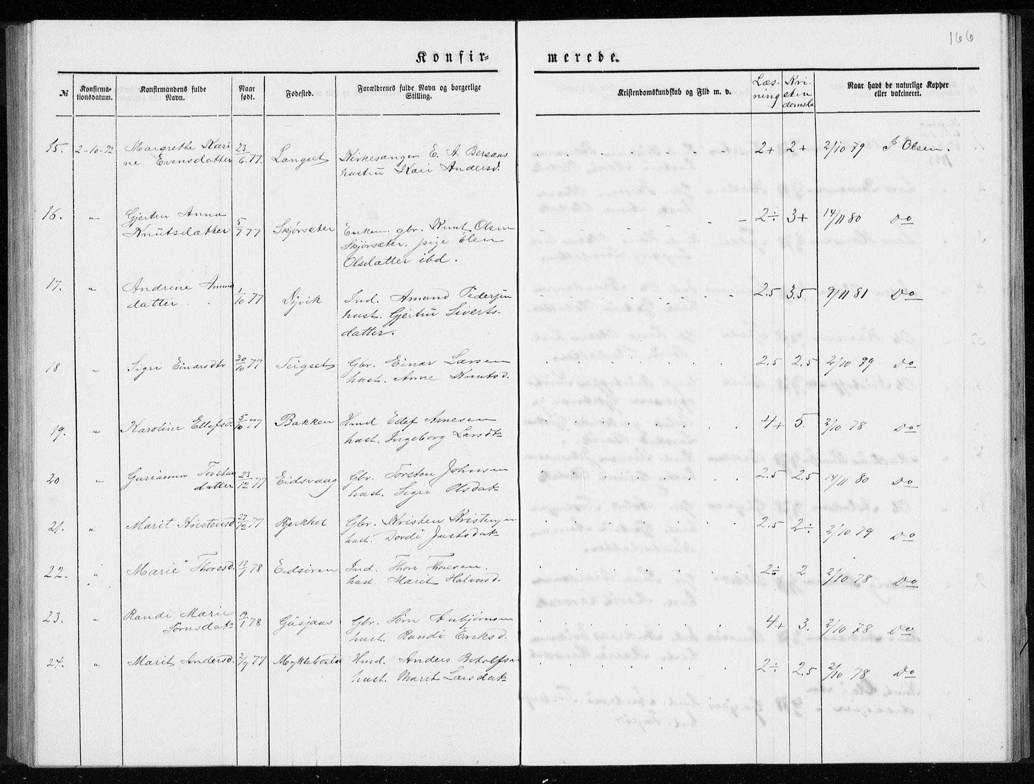 Ministerialprotokoller, klokkerbøker og fødselsregistre - Møre og Romsdal, AV/SAT-A-1454/551/L0631: Parish register (copy) no. 551C03, 1886-1894, p. 166