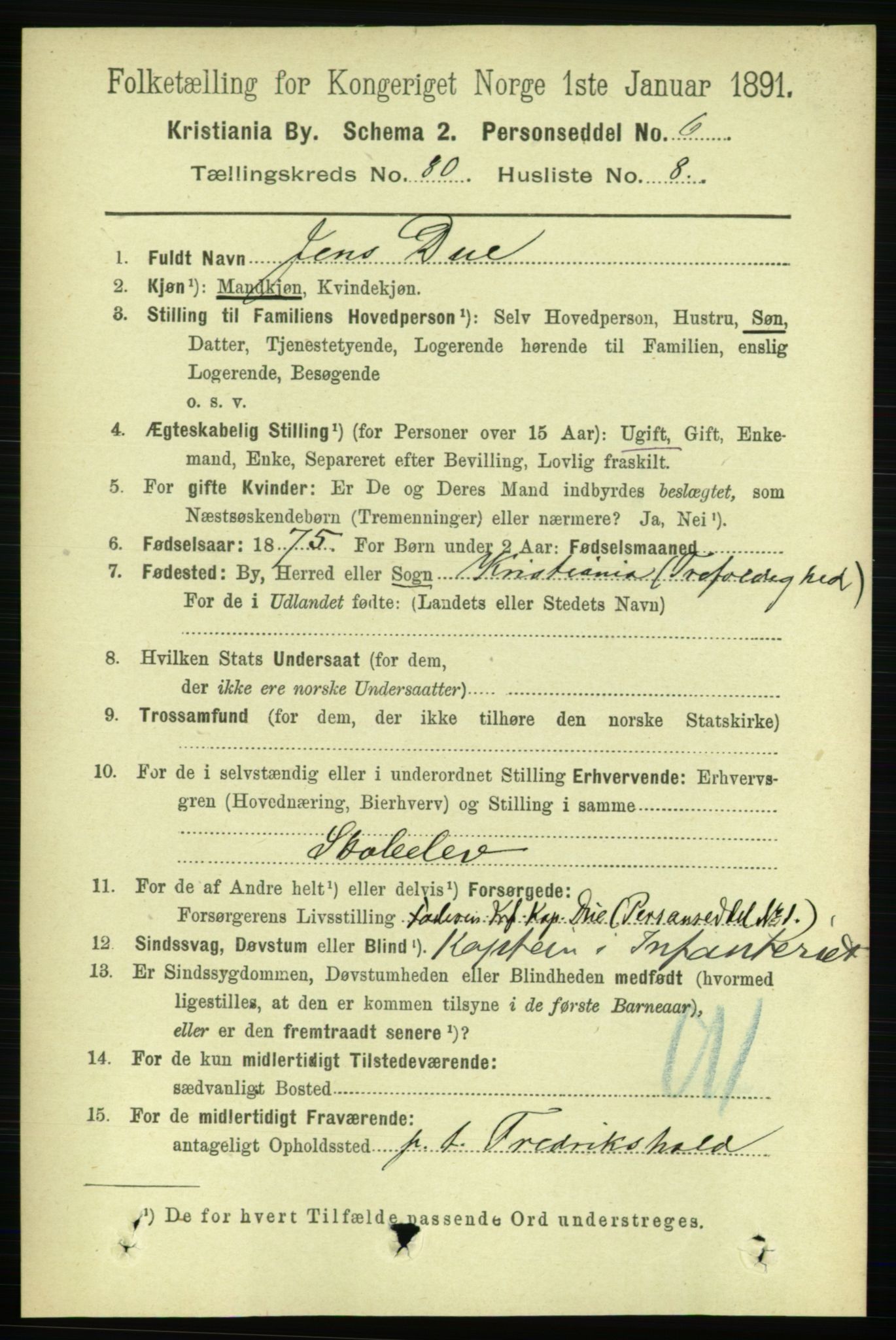 RA, 1891 census for 0301 Kristiania, 1891, p. 41389