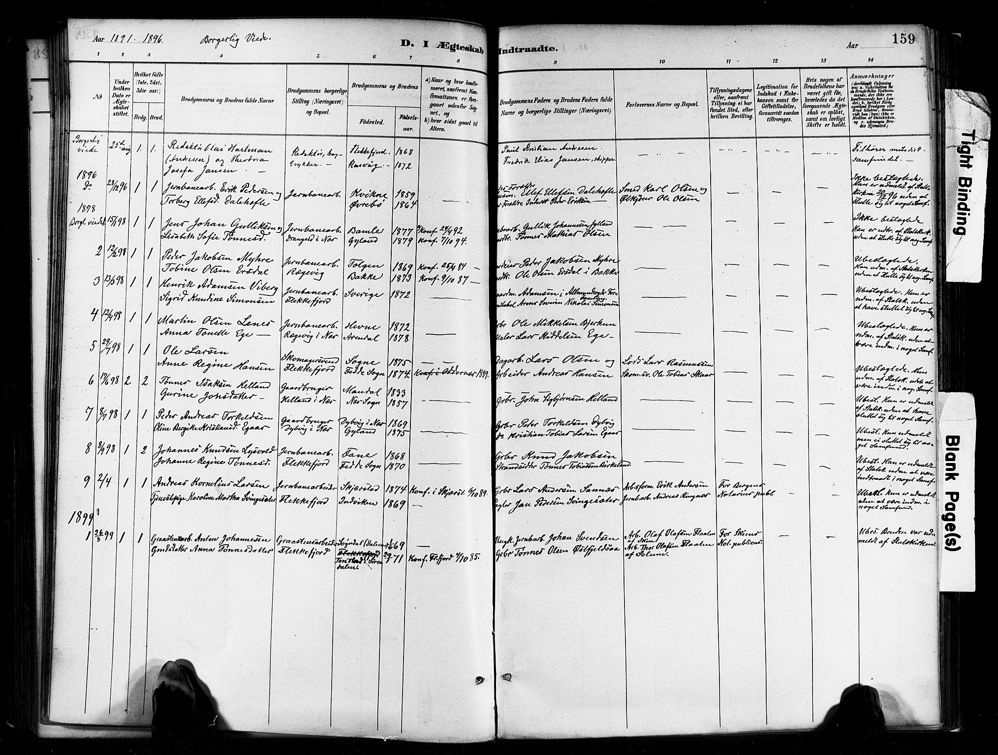 Flekkefjord sokneprestkontor, SAK/1111-0012/F/Fa/Faa/L0001: Parish register (official) no. A 1, 1885-1900, p. 159
