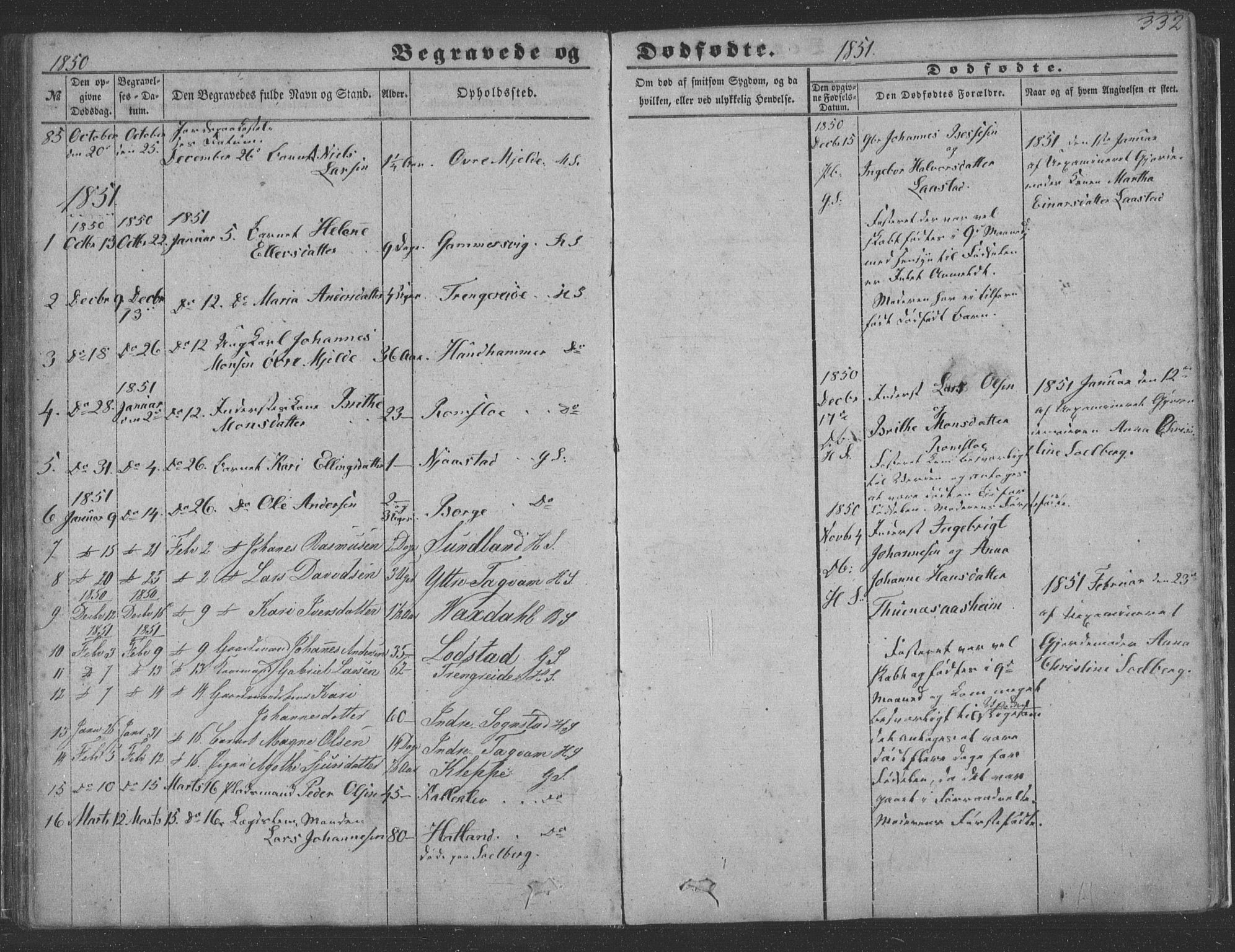Haus sokneprestembete, SAB/A-75601/H/Haa: Parish register (official) no. A 16 II, 1848-1857, p. 332