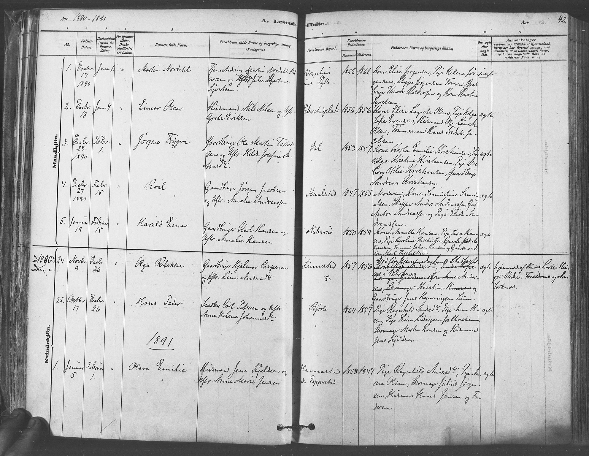 Vestby prestekontor Kirkebøker, AV/SAO-A-10893/F/Fa/L0009: Parish register (official) no. I 9, 1878-1900, p. 42