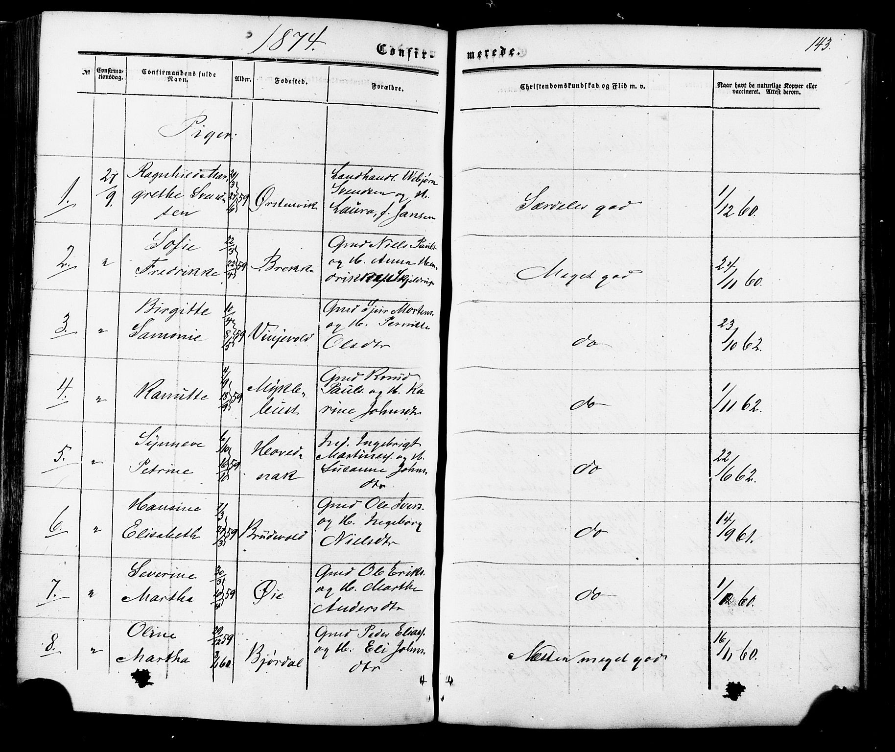 Ministerialprotokoller, klokkerbøker og fødselsregistre - Møre og Romsdal, AV/SAT-A-1454/513/L0175: Parish register (official) no. 513A02, 1856-1877, p. 143