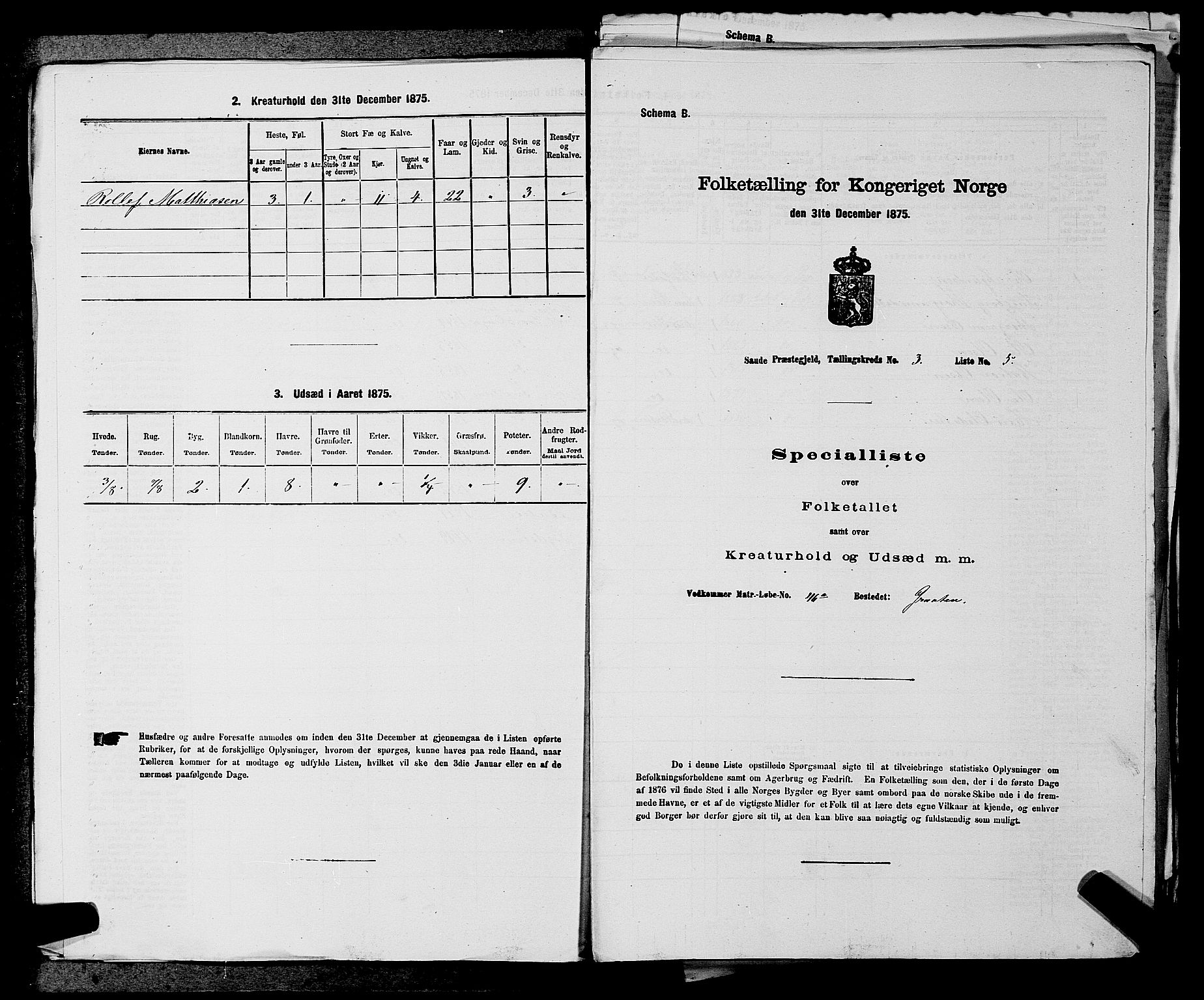 SAKO, 1875 census for 0822P Sauherad, 1875, p. 301