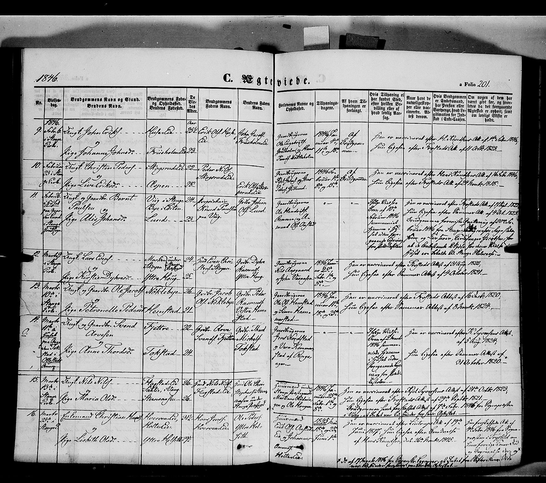 Stange prestekontor, SAH/PREST-002/K/L0011: Parish register (official) no. 11, 1846-1852, p. 201