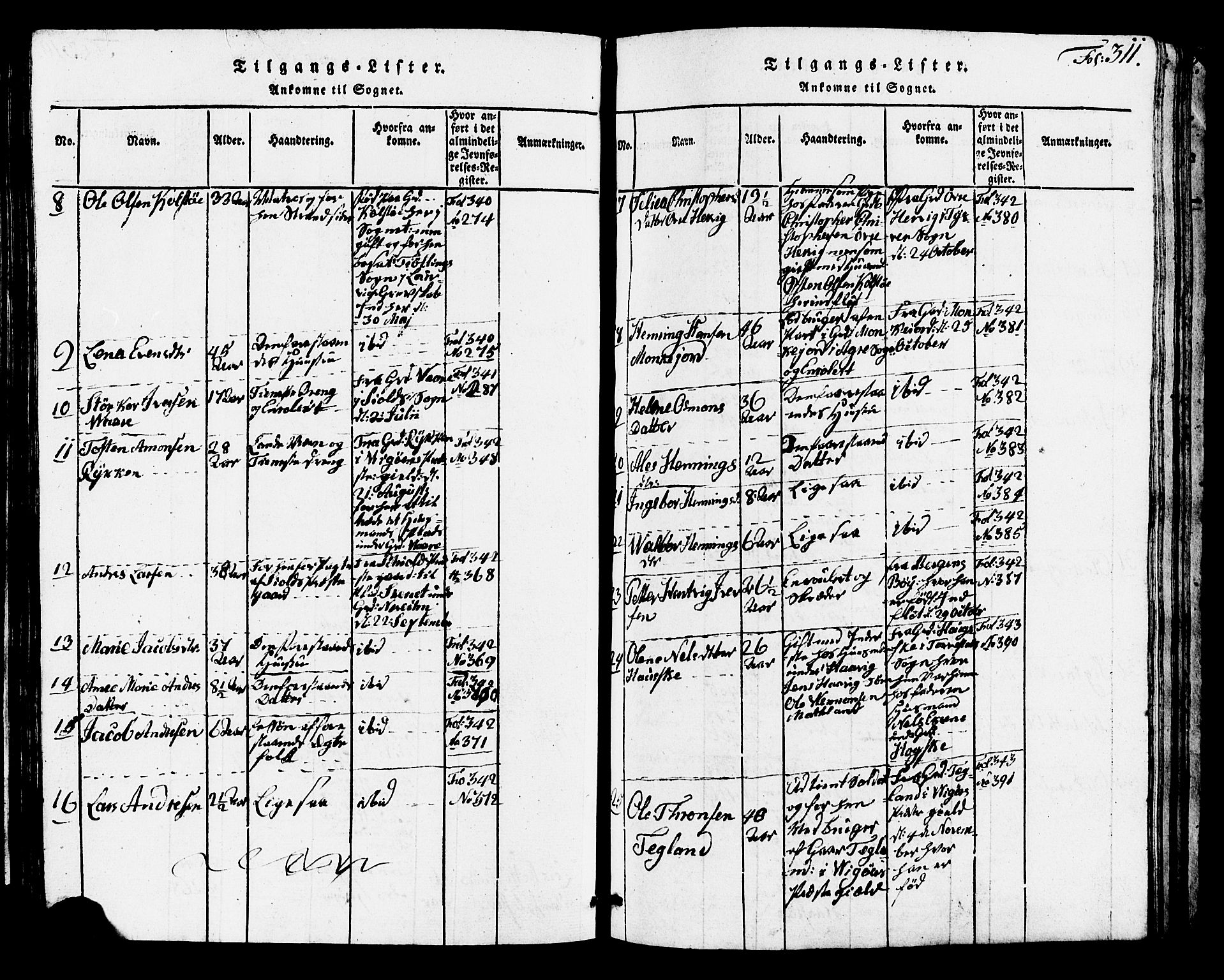 Avaldsnes sokneprestkontor, AV/SAST-A -101851/H/Ha/Hab/L0001: Parish register (copy) no. B 1, 1816-1825, p. 311