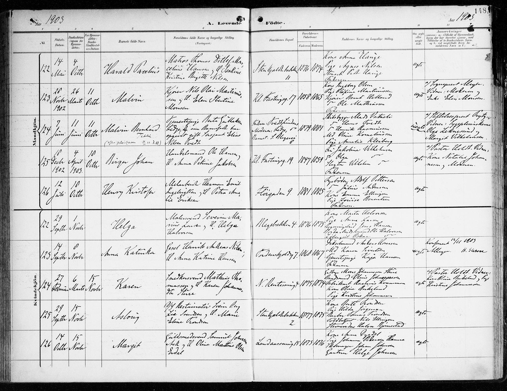 Korskirken sokneprestembete, SAB/A-76101/H/Haa/L0023: Parish register (official) no. B 9, 1899-1908, p. 148