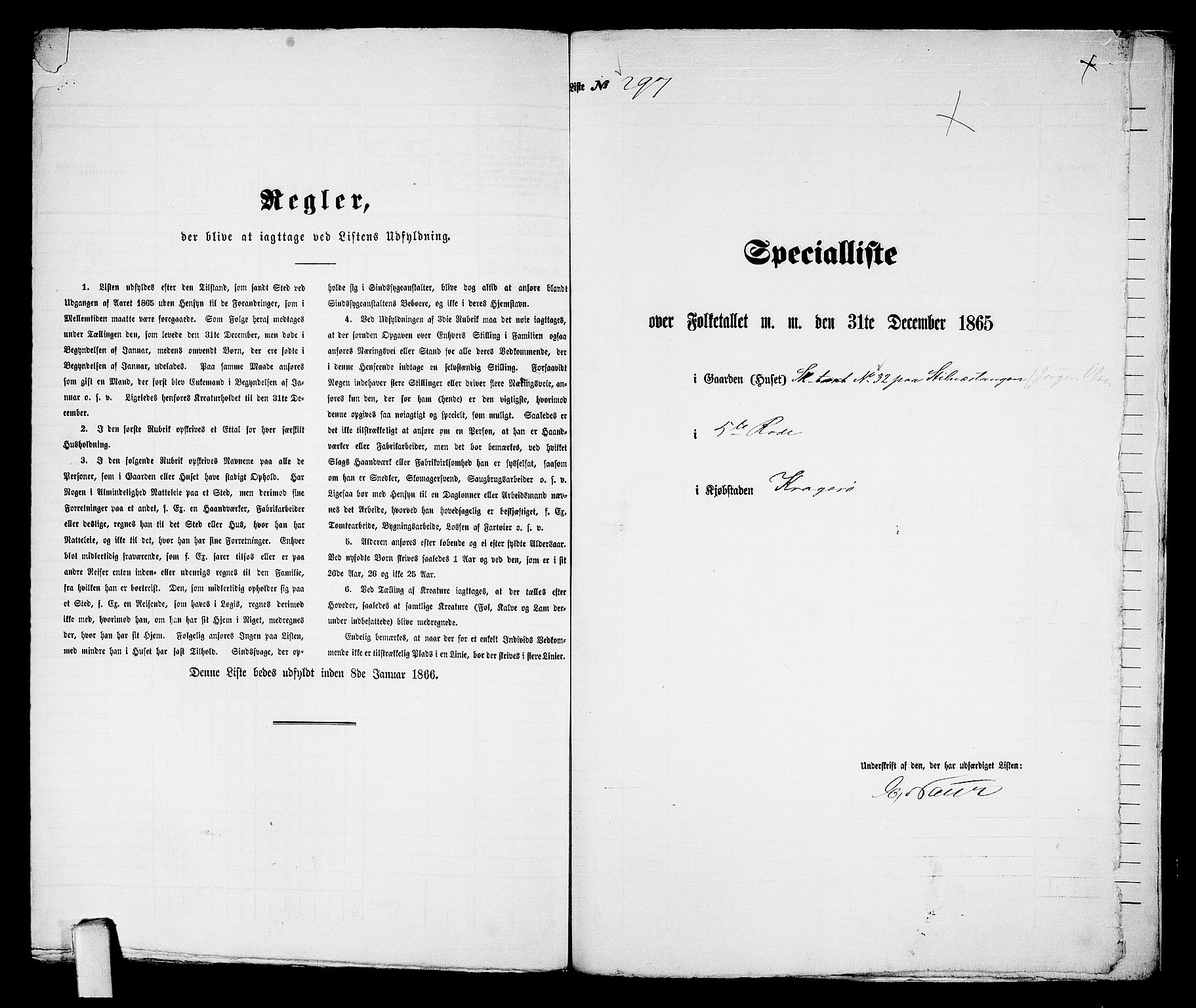 RA, 1865 census for Kragerø/Kragerø, 1865, p. 604