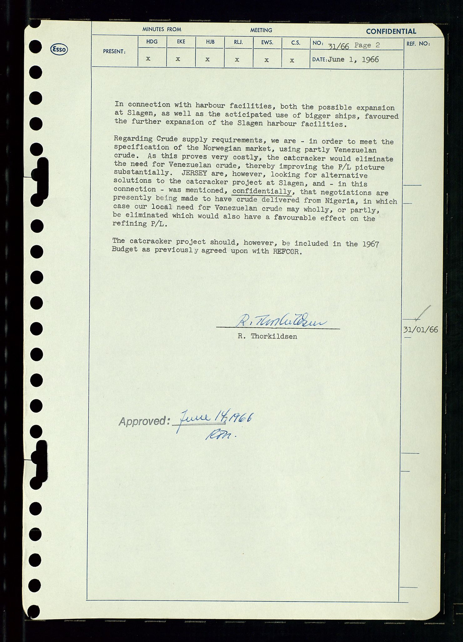 Pa 0982 - Esso Norge A/S, AV/SAST-A-100448/A/Aa/L0002/0002: Den administrerende direksjon Board minutes (styrereferater) / Den administrerende direksjon Board minutes (styrereferater), 1966, p. 68