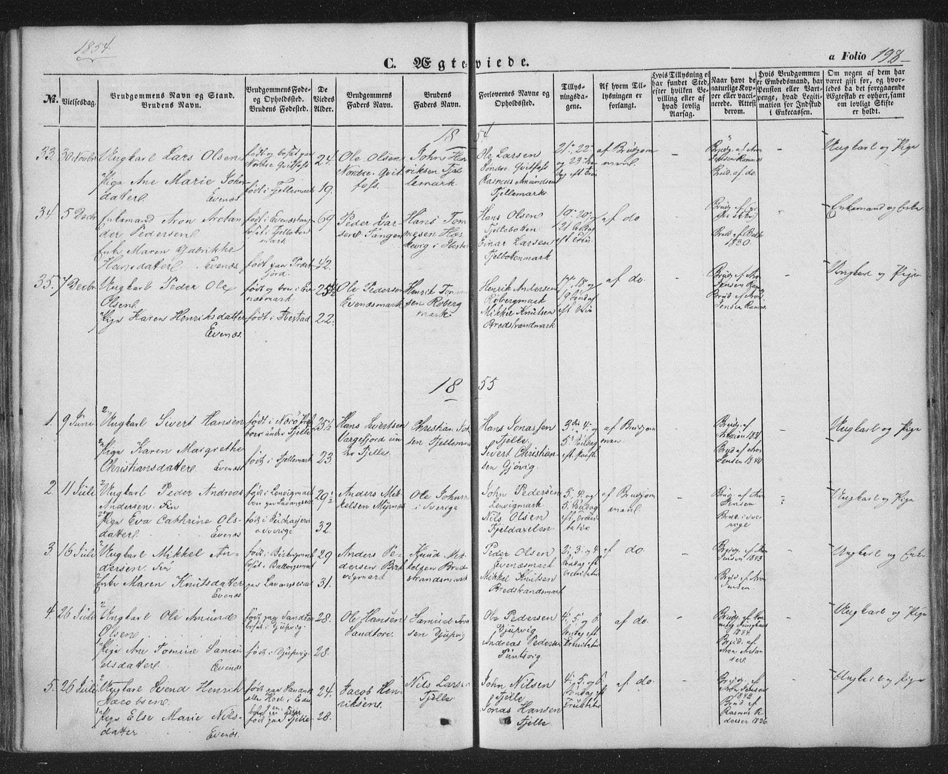 Ministerialprotokoller, klokkerbøker og fødselsregistre - Nordland, SAT/A-1459/863/L0895: Parish register (official) no. 863A07, 1851-1860, p. 198