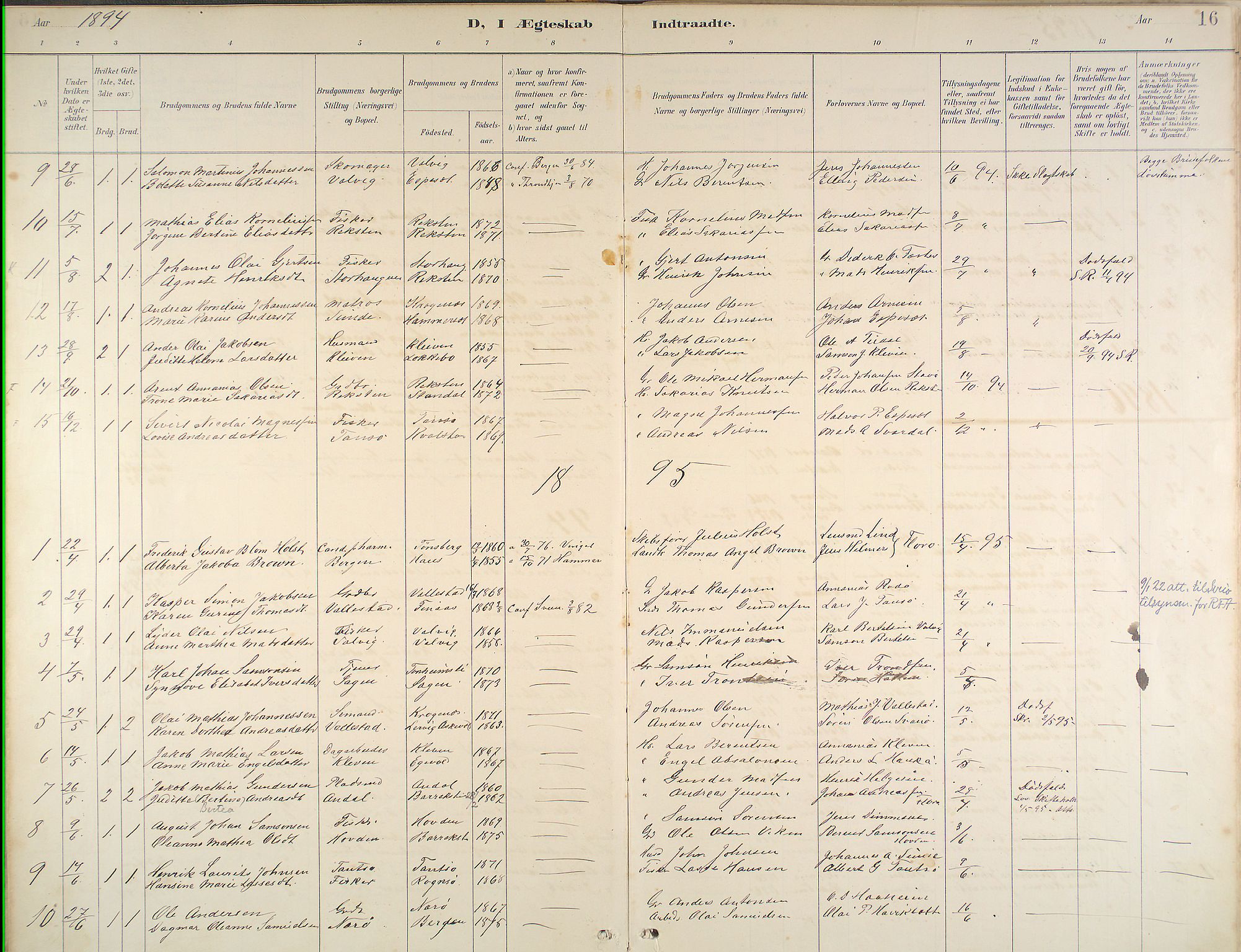Kinn sokneprestembete, SAB/A-80801/H/Haa/Haab/L0011: Parish register (official) no. B 11, 1886-1936, p. 16