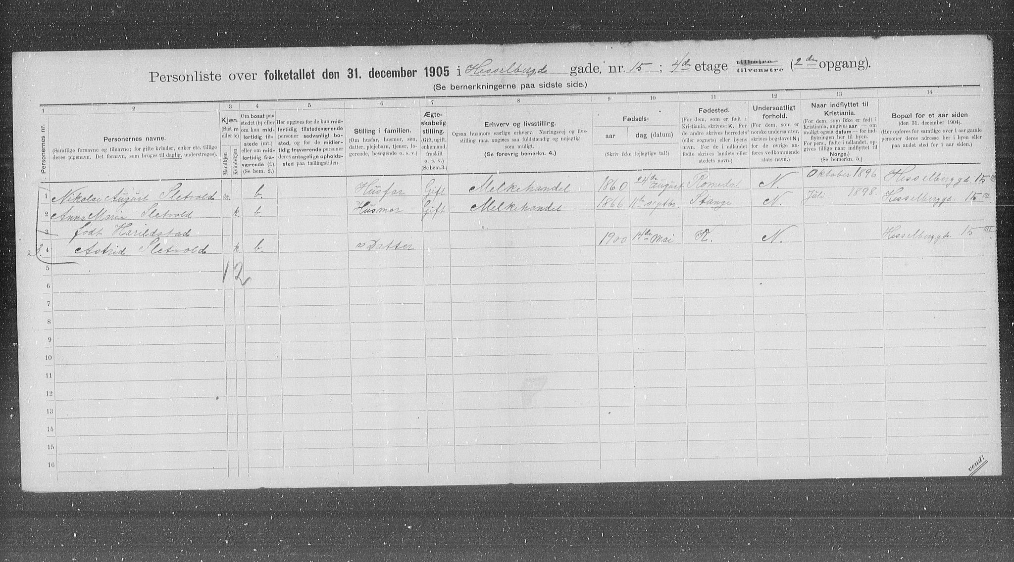 OBA, Municipal Census 1905 for Kristiania, 1905, p. 20869