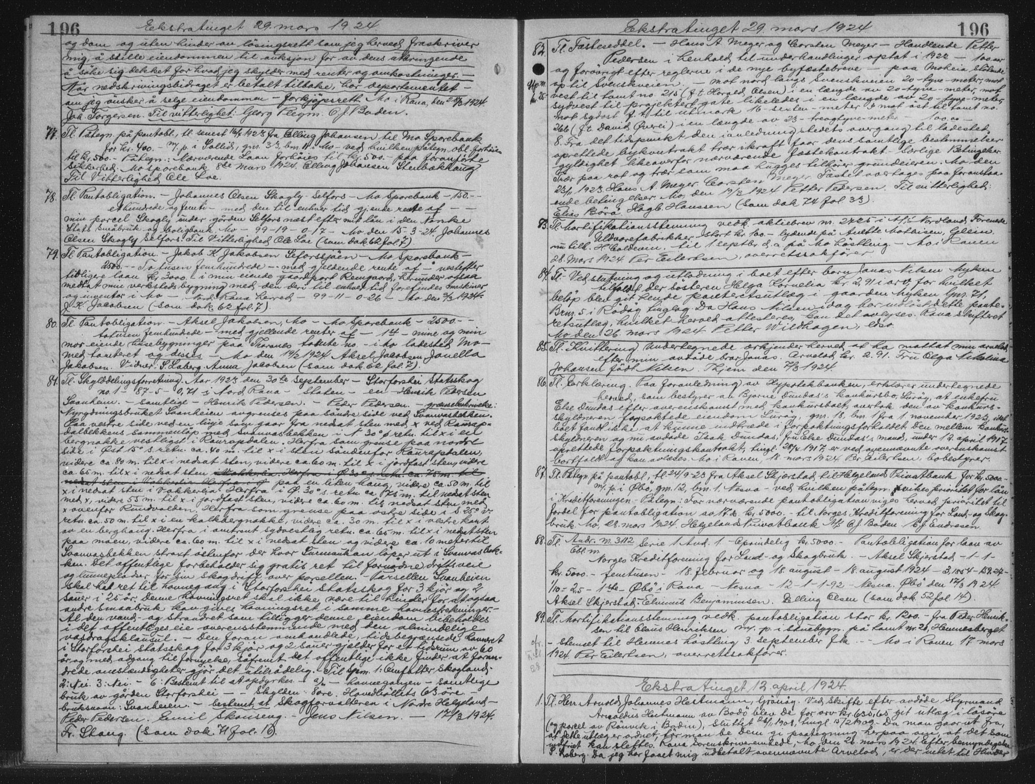 Rana sorenskriveri , AV/SAT-A-1108/1/2/2C/L0018: Mortgage book no. 18, 1923-1928, p. 196, Deed date: 12.04.1924