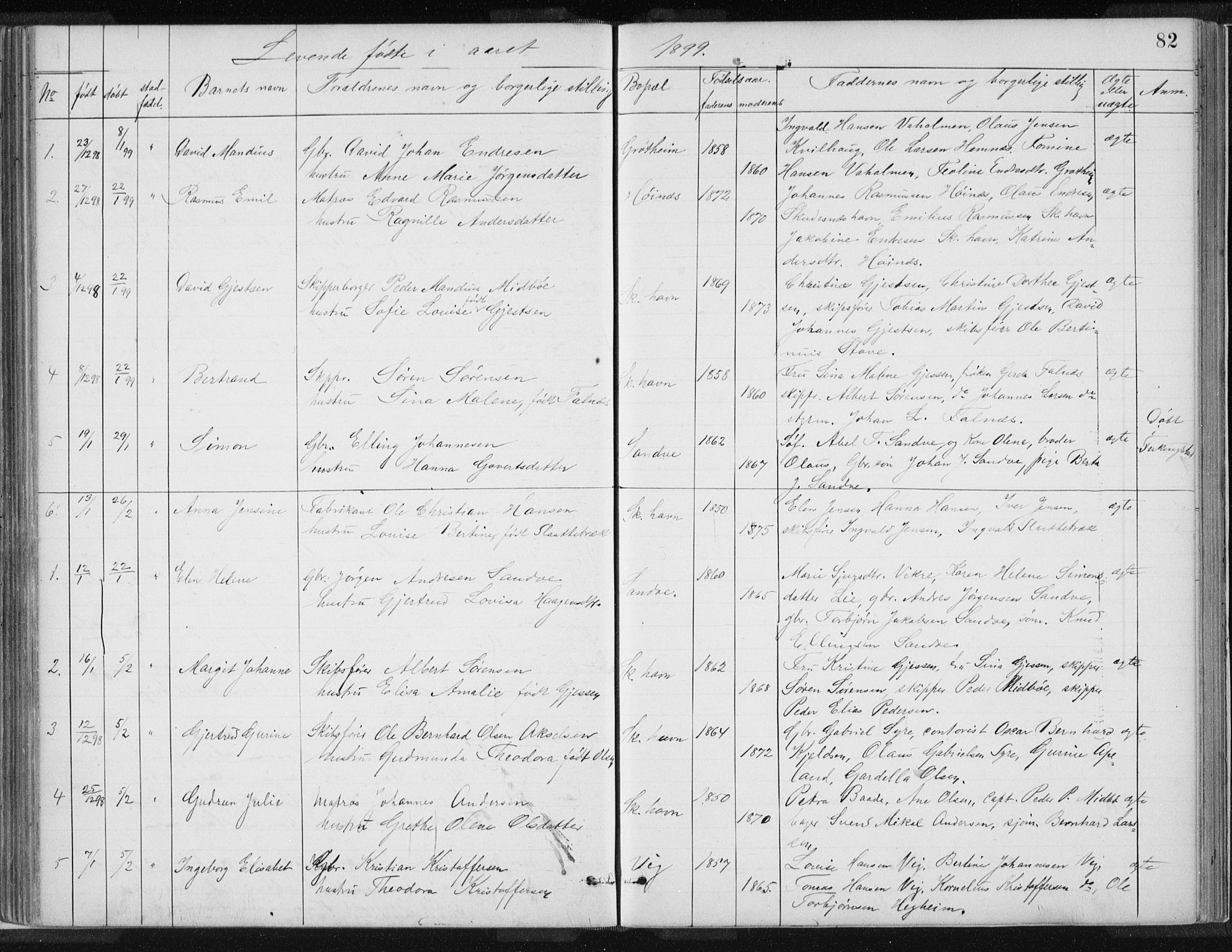 Skudenes sokneprestkontor, SAST/A -101849/H/Ha/Hab/L0007: Parish register (copy) no. B 7, 1885-1899, p. 82