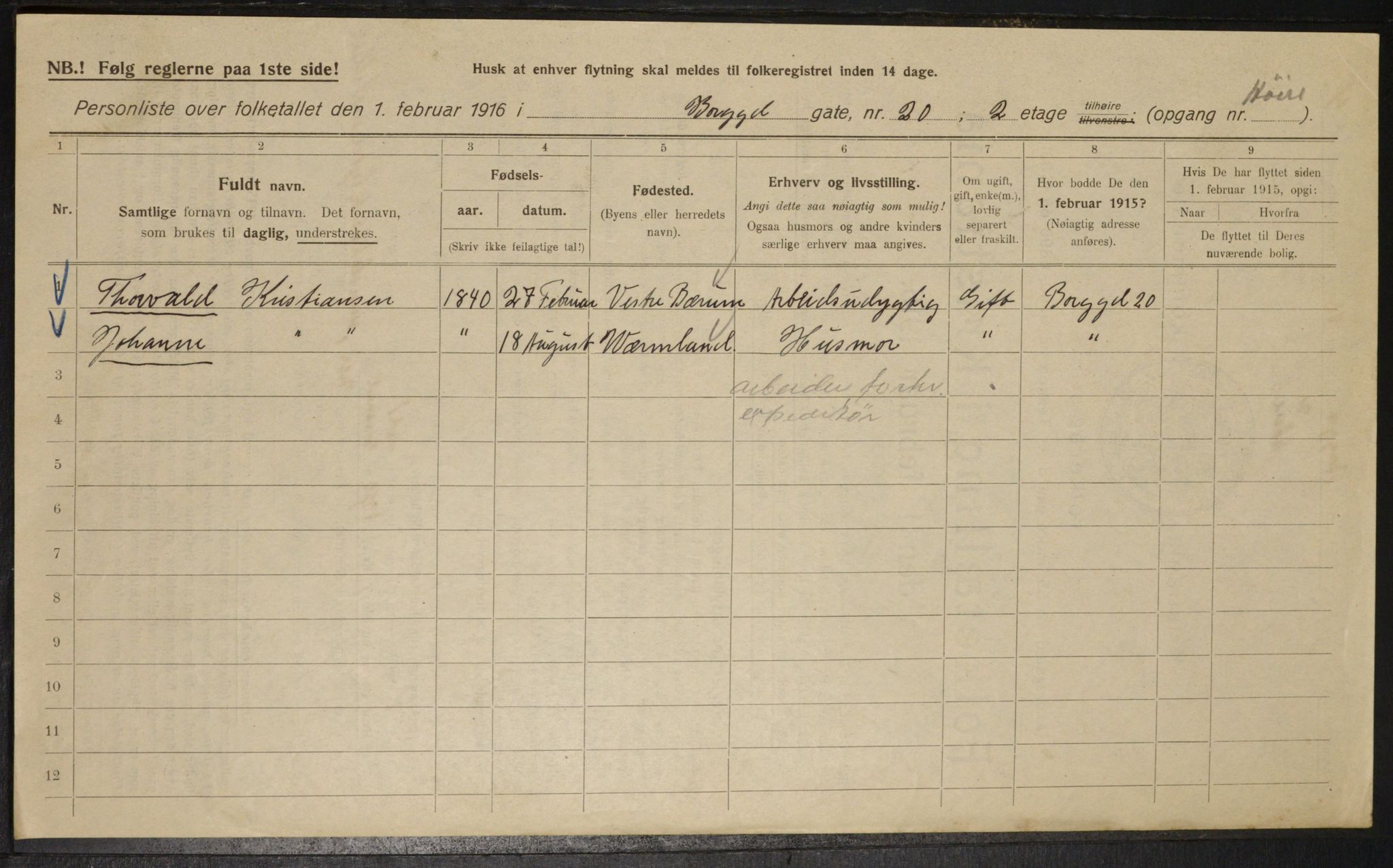 OBA, Municipal Census 1916 for Kristiania, 1916, p. 8116