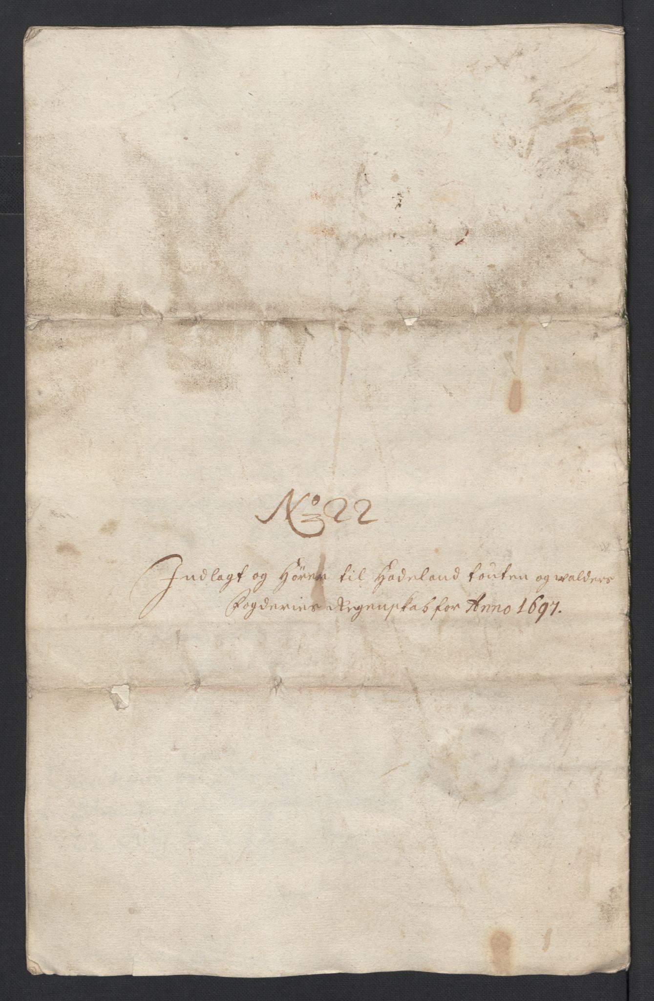 Rentekammeret inntil 1814, Reviderte regnskaper, Fogderegnskap, RA/EA-4092/R18/L1295: Fogderegnskap Hadeland, Toten og Valdres, 1697, p. 271