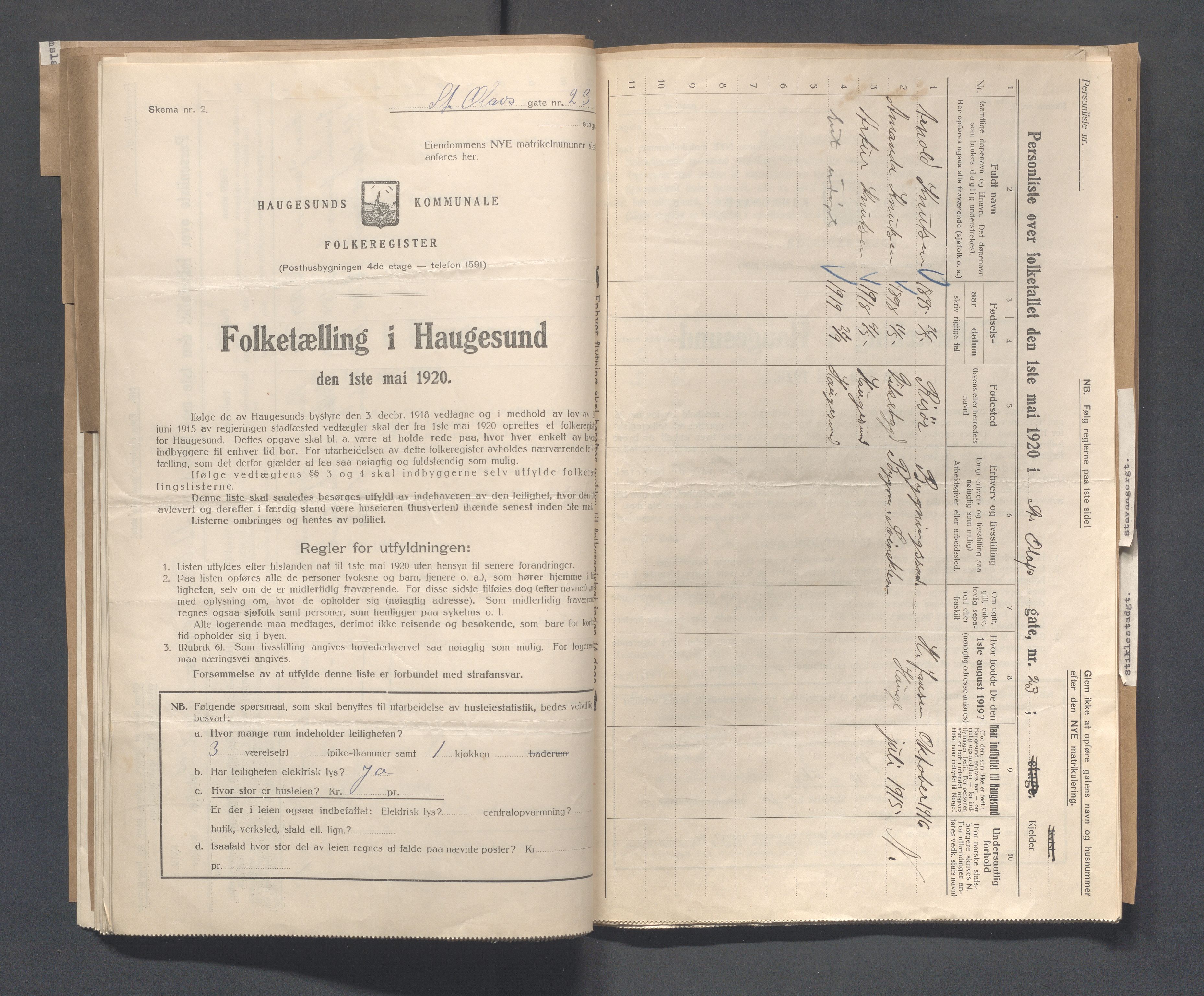 IKAR, Local census 1.5.1920 for Haugesund, 1920, p. 4071