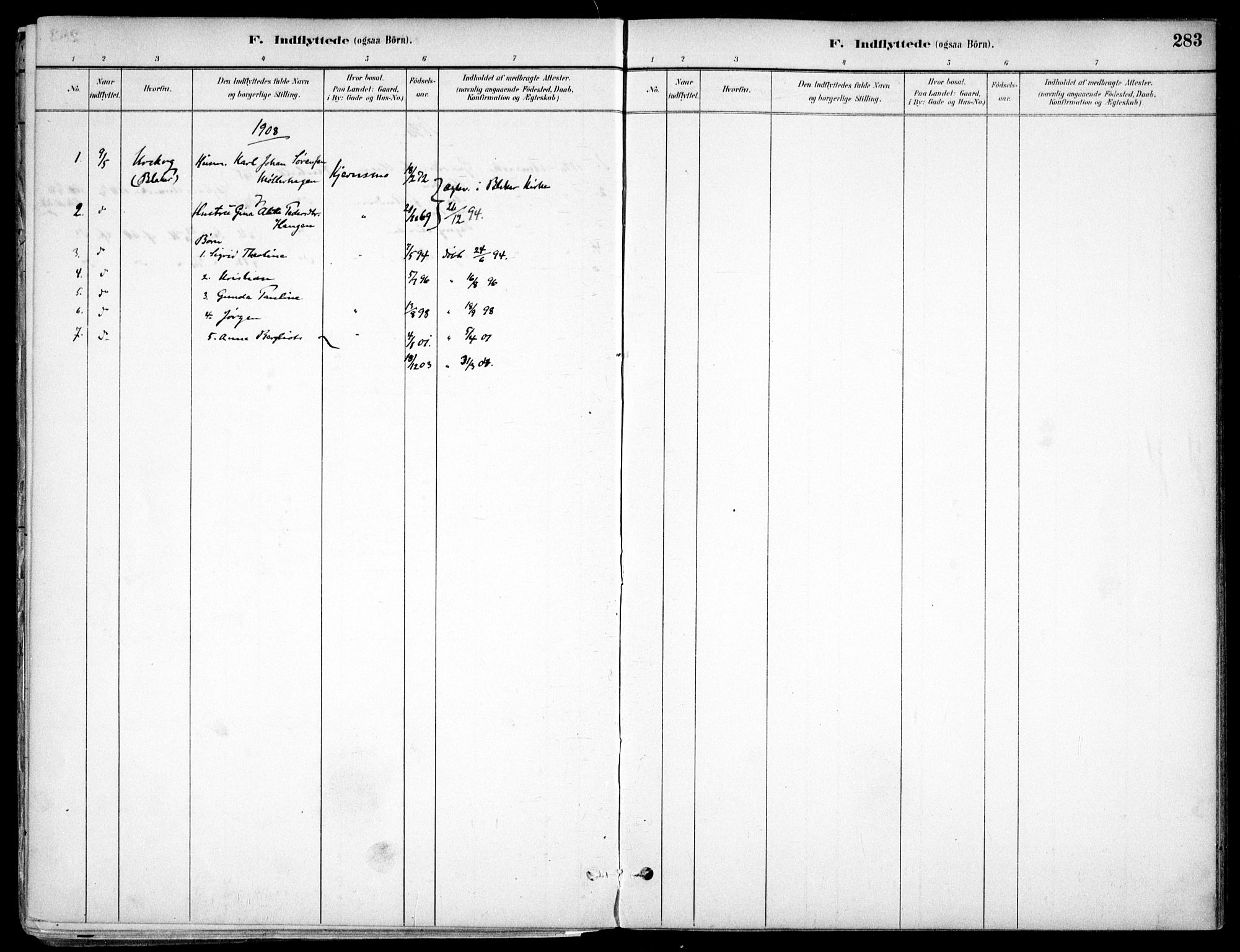 Nes prestekontor Kirkebøker, AV/SAO-A-10410/F/Fc/L0002: Parish register (official) no. IIi 2, 1882-1916, p. 283