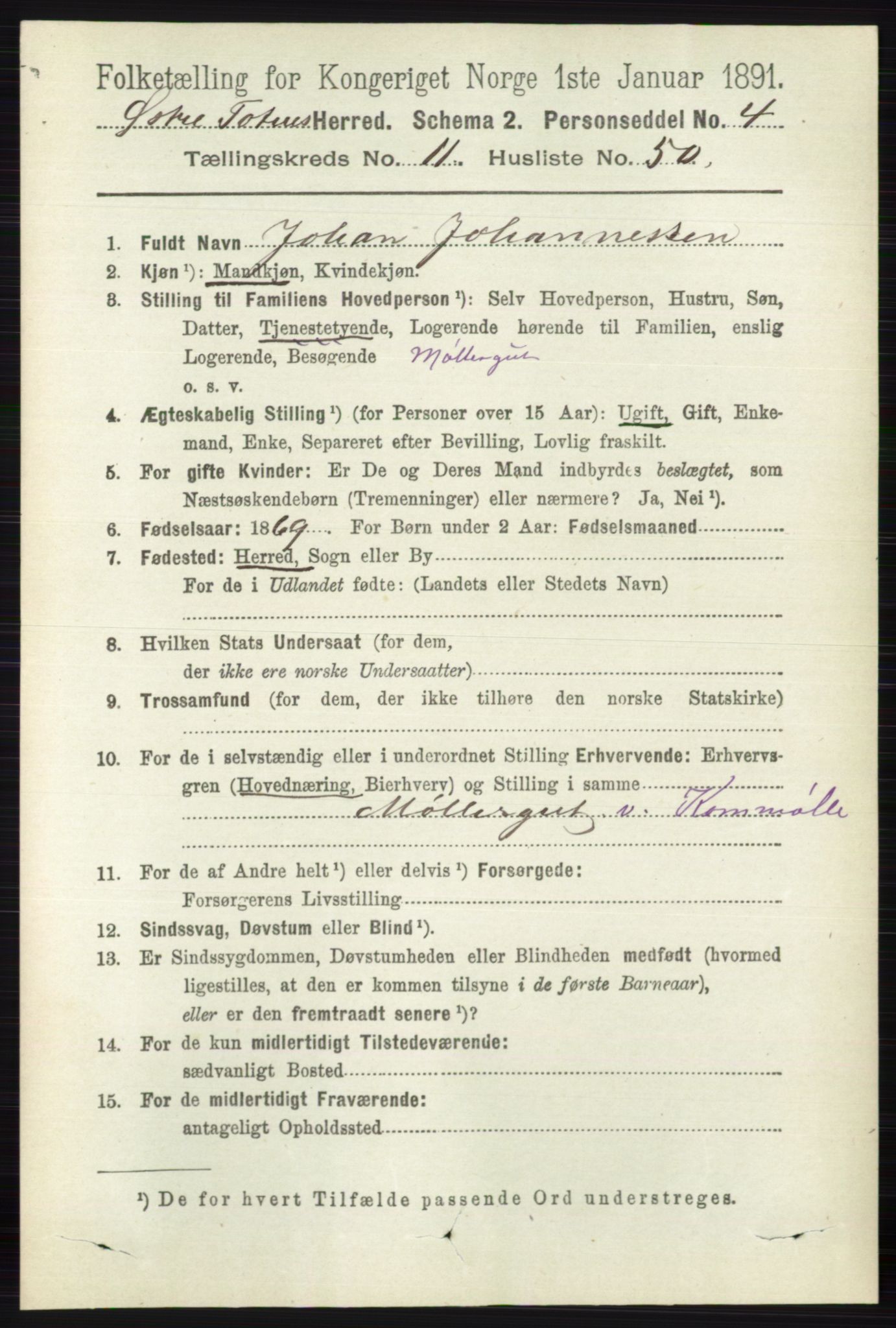 RA, 1891 census for 0528 Østre Toten, 1891, p. 7237
