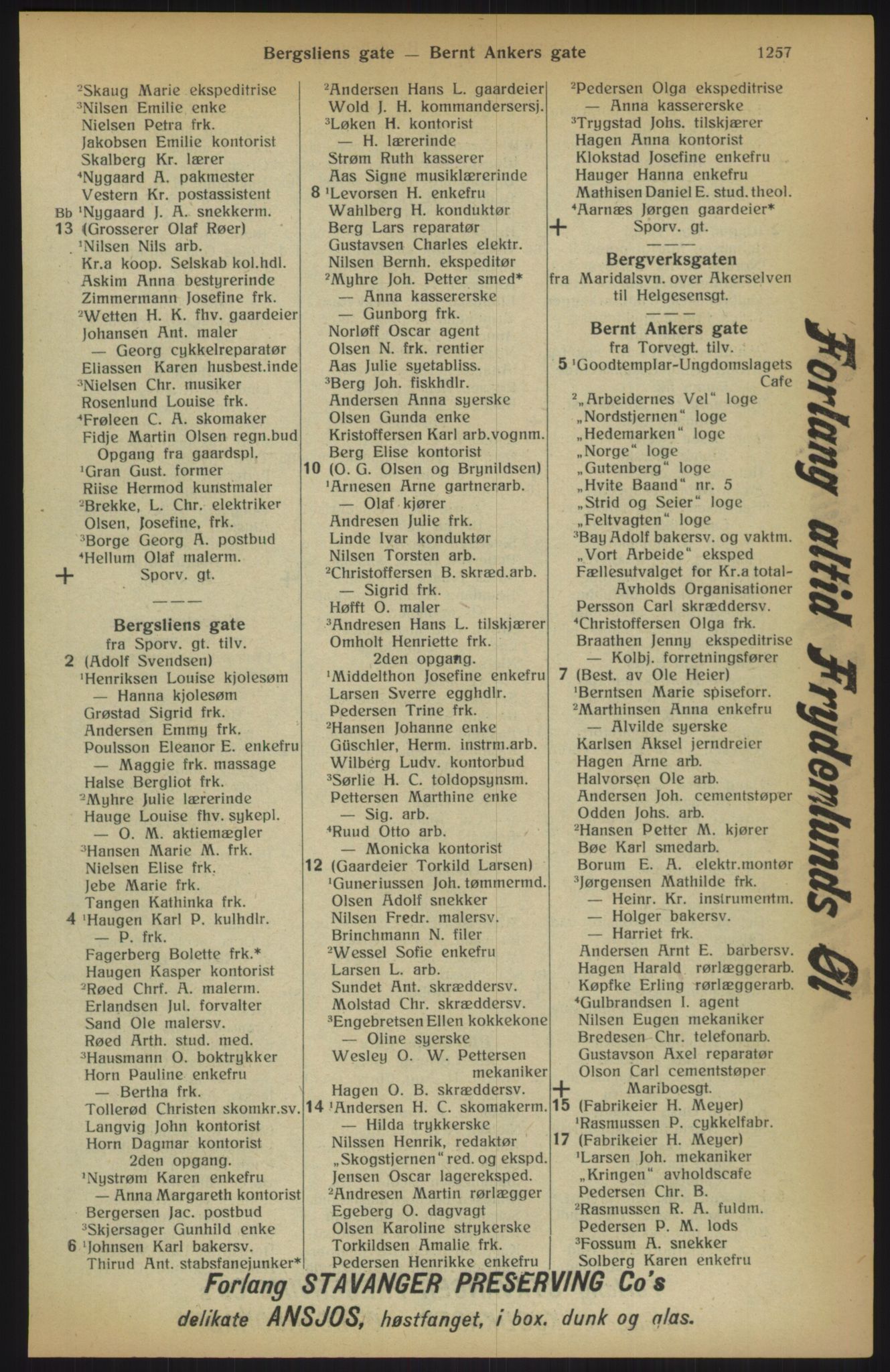 Kristiania/Oslo adressebok, PUBL/-, 1915, p. 1257