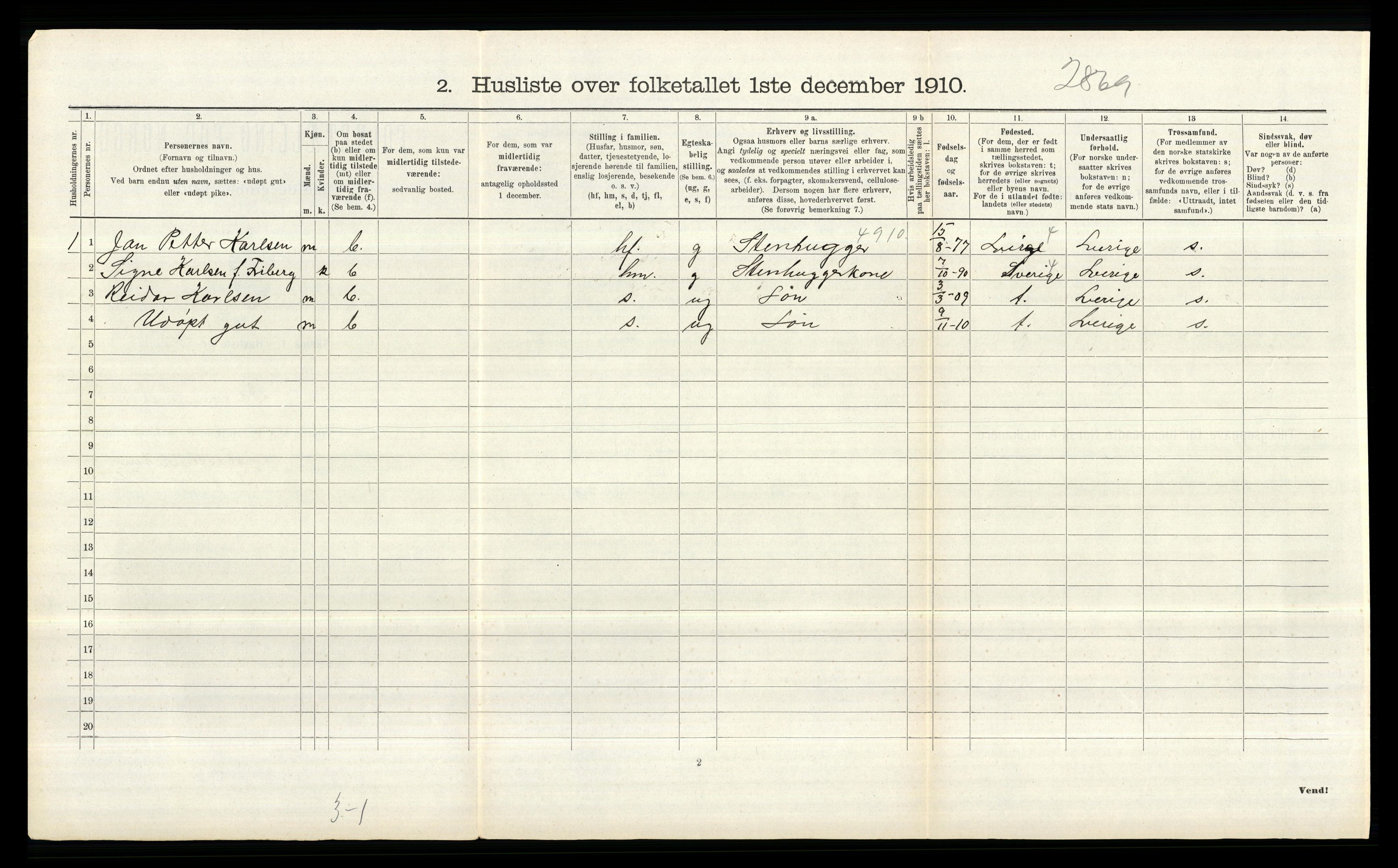 RA, 1910 census for Idd, 1910, p. 735