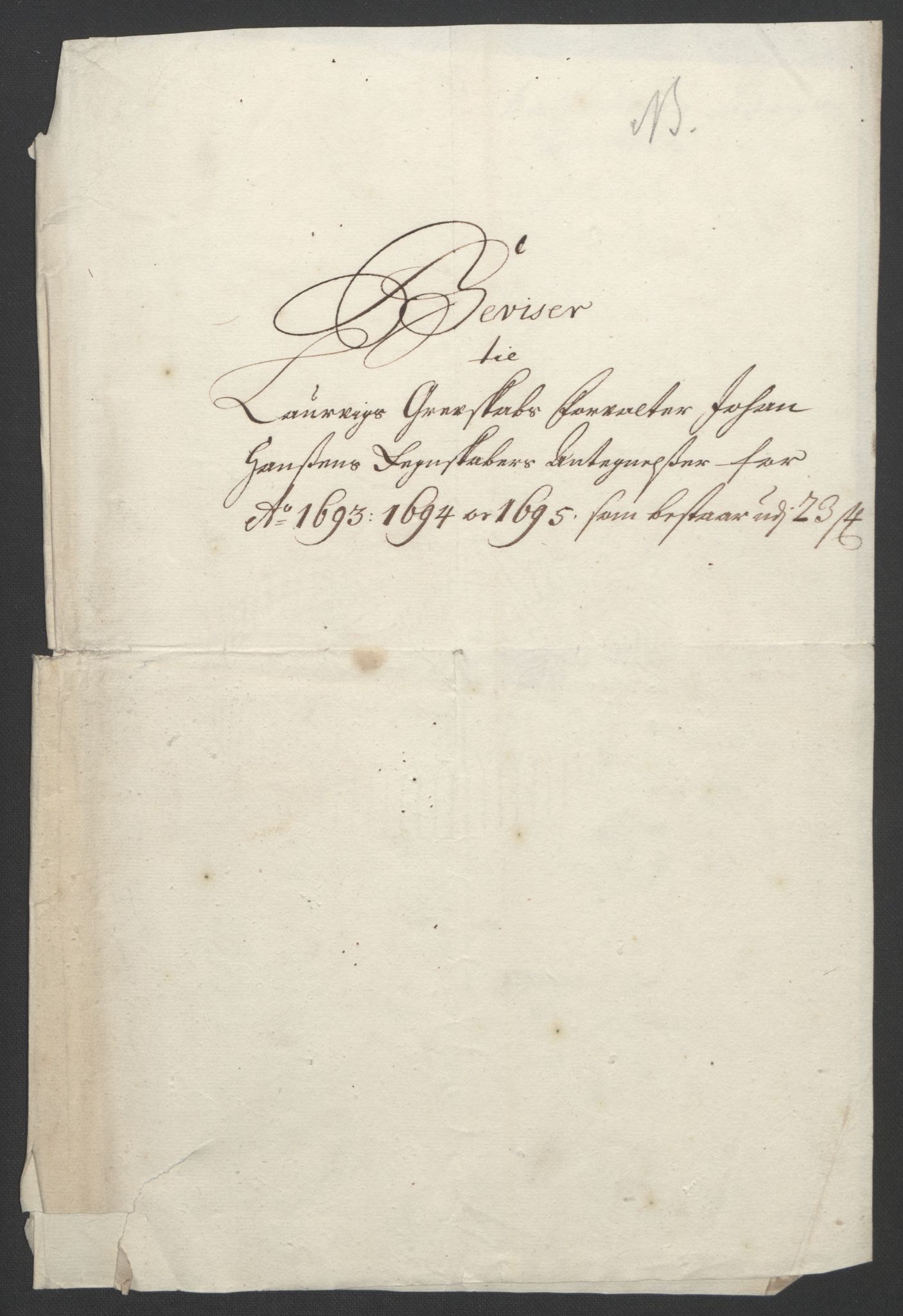 Rentekammeret inntil 1814, Reviderte regnskaper, Fogderegnskap, RA/EA-4092/R33/L1974: Fogderegnskap Larvik grevskap, 1693-1695, p. 322