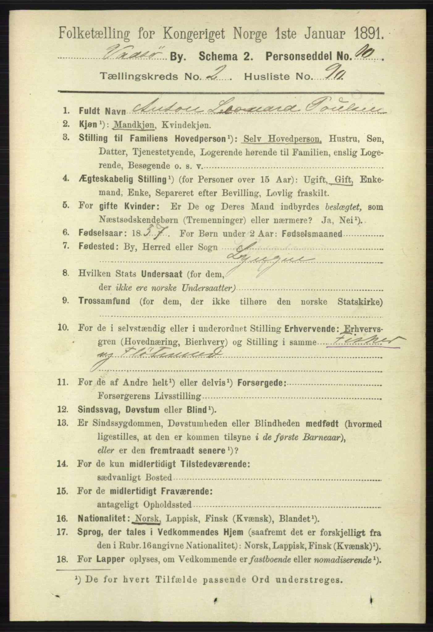 RA, 1891 census for 2003 Vadsø, 1891, p. 1567