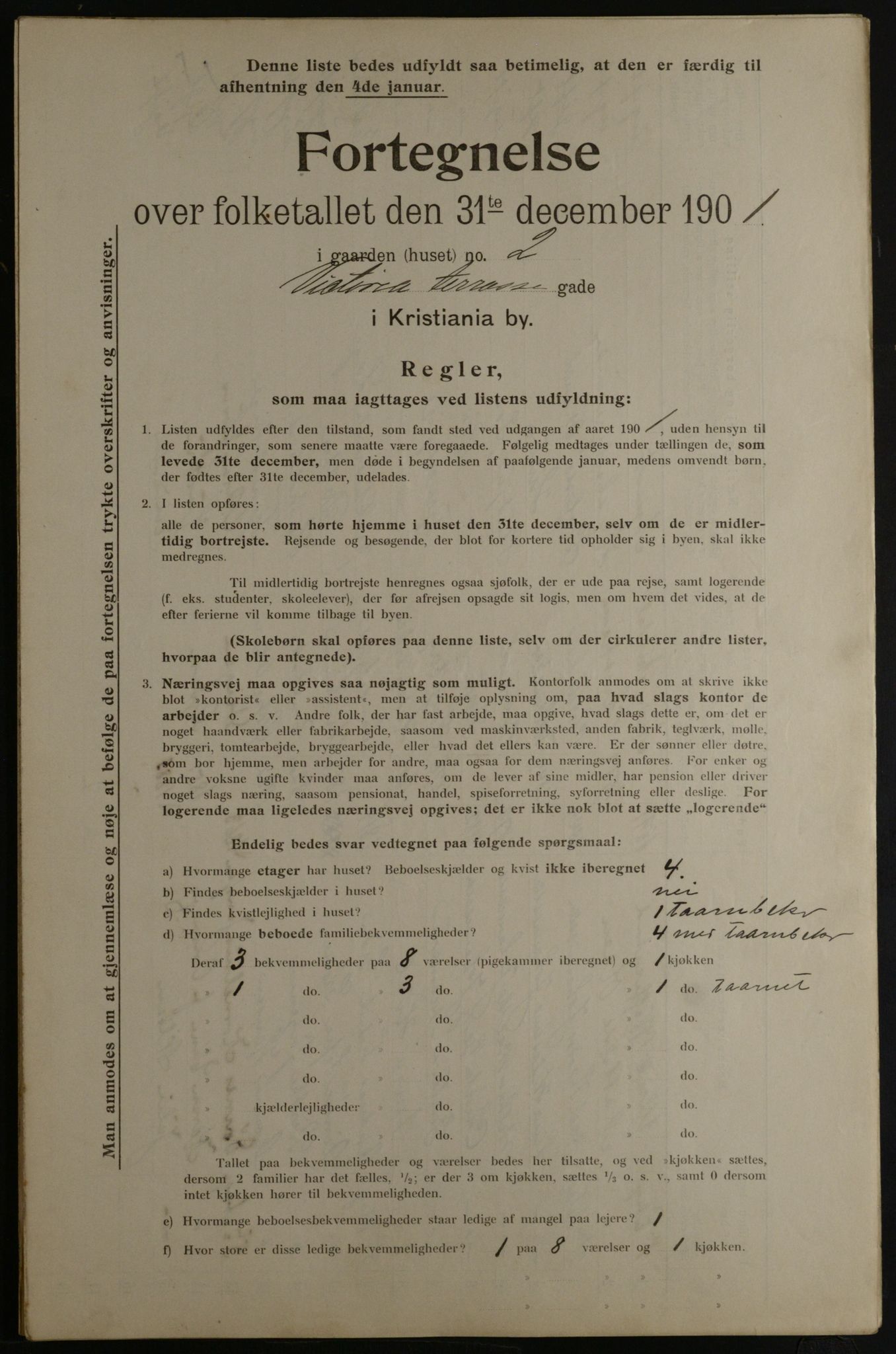 OBA, Municipal Census 1901 for Kristiania, 1901, p. 18943