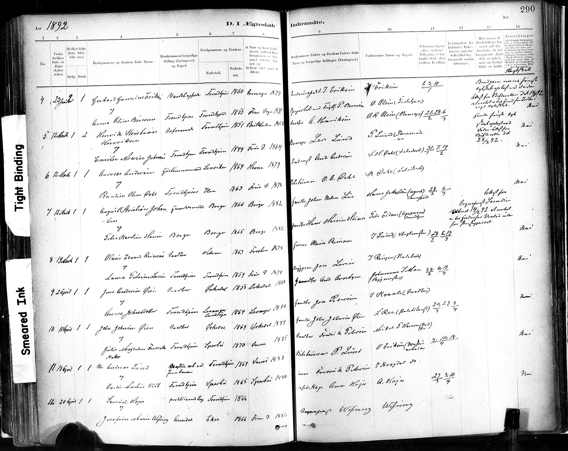 Ministerialprotokoller, klokkerbøker og fødselsregistre - Sør-Trøndelag, SAT/A-1456/602/L0119: Parish register (official) no. 602A17, 1880-1901, p. 290