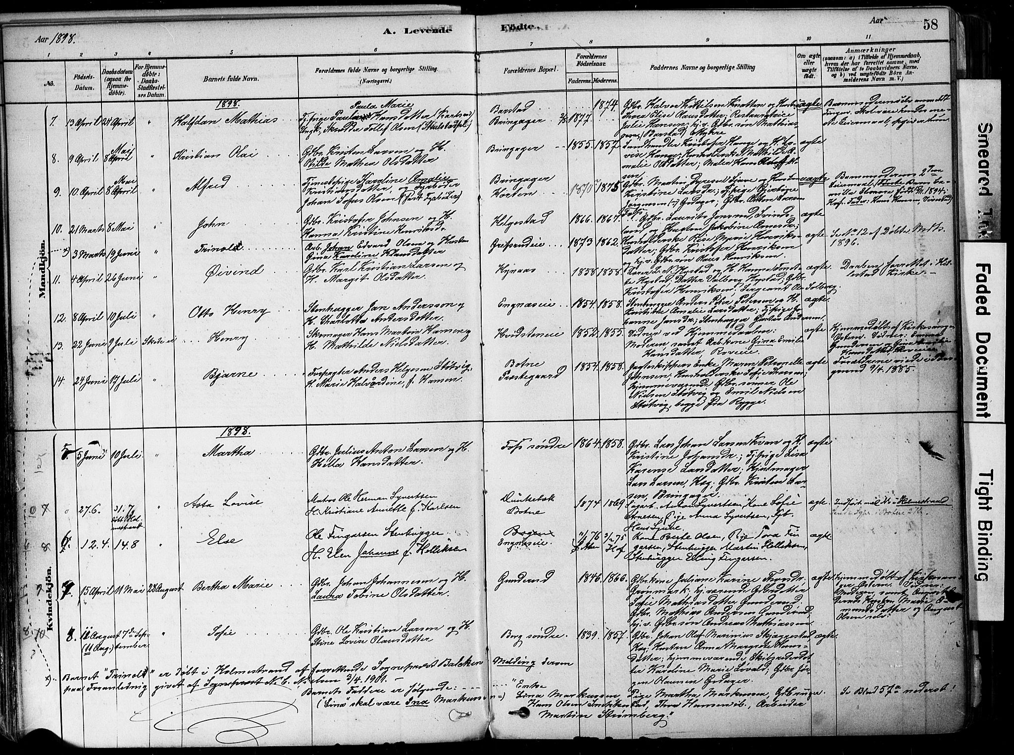 Botne kirkebøker, AV/SAKO-A-340/F/Fa/L0007: Parish register (official) no. I 7, 1878-1910, p. 58