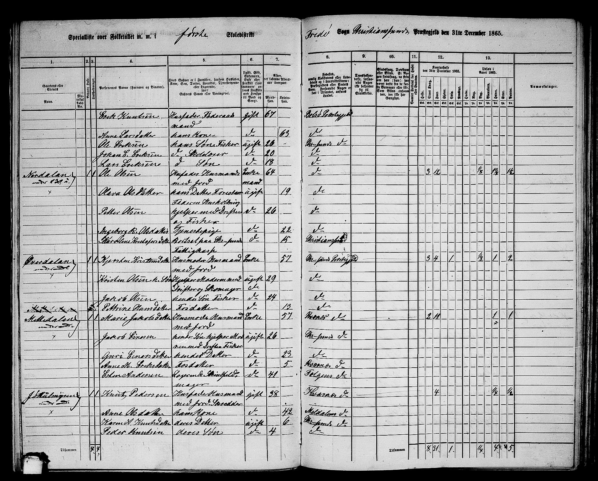 RA, 1865 census for Kristiansund/Frei og Grip, 1865, p. 11