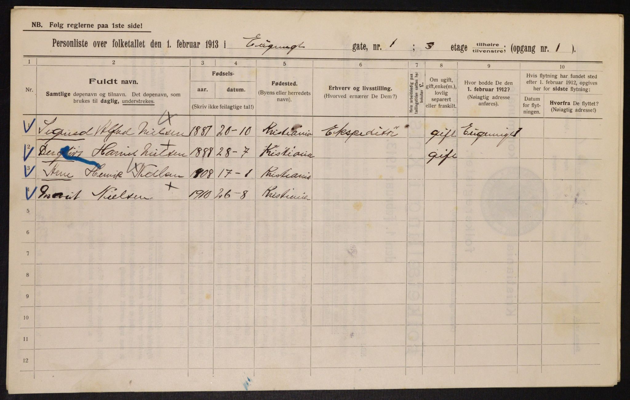 OBA, Municipal Census 1913 for Kristiania, 1913, p. 22763