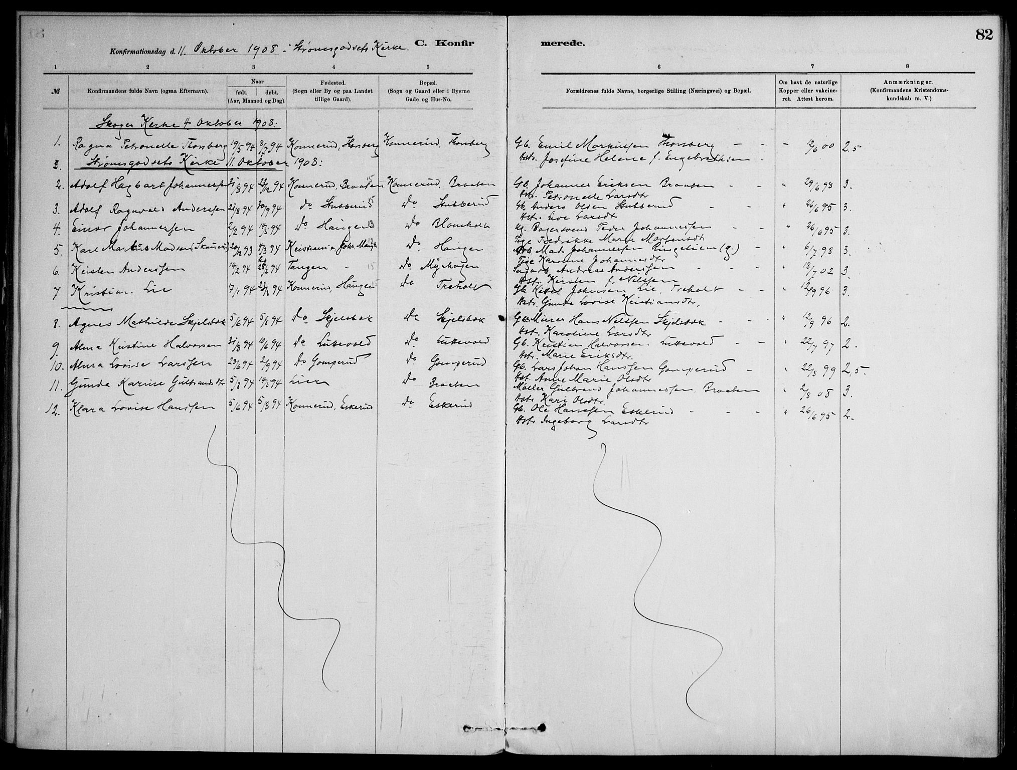 Skoger kirkebøker, AV/SAKO-A-59/F/Fb/L0001: Parish register (official) no. II 1, 1885-1913, p. 82