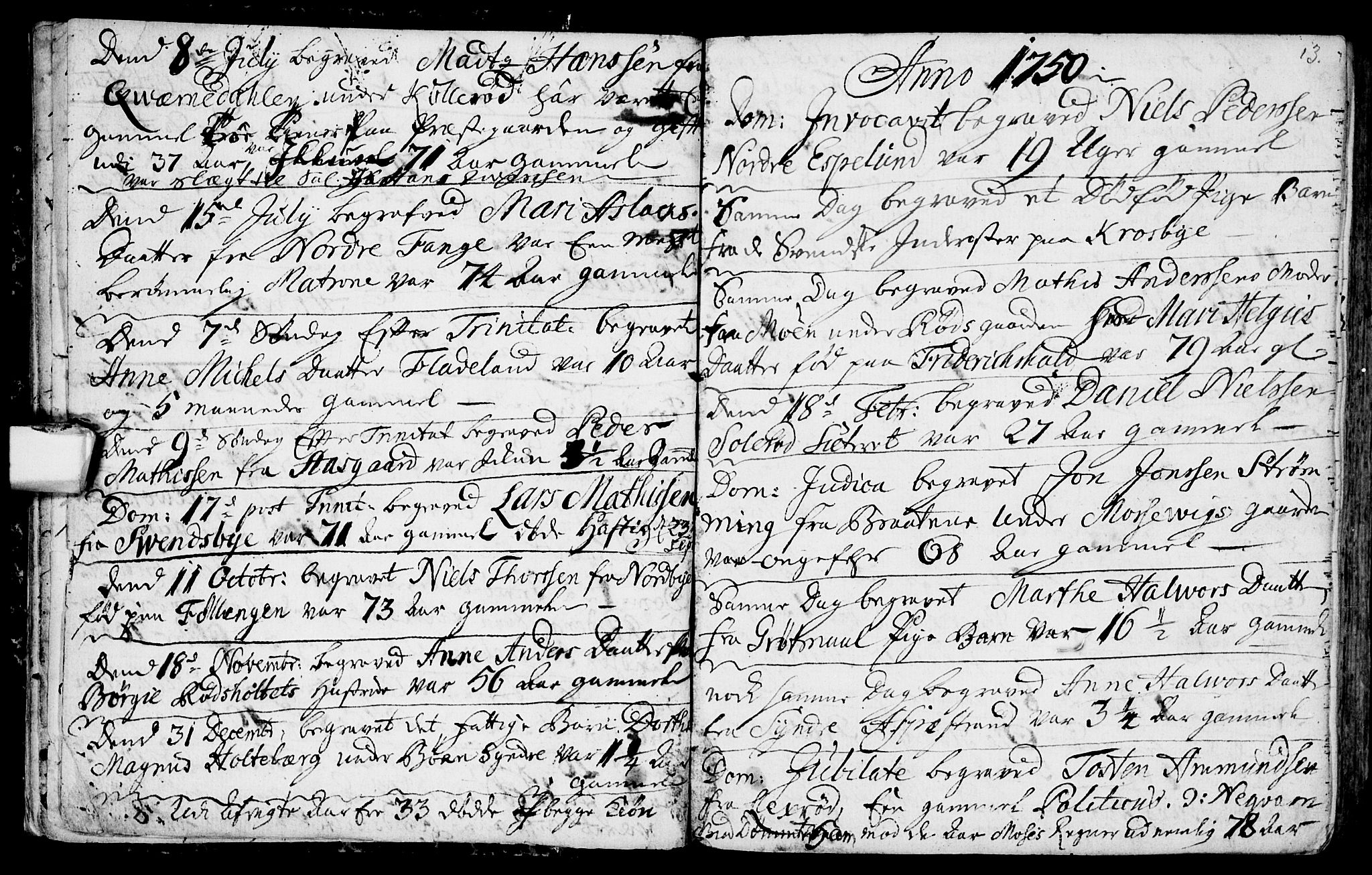 Aremark prestekontor Kirkebøker, SAO/A-10899/F/Fa/L0003: Parish register (official) no. I 3, 1745-1795, p. 13