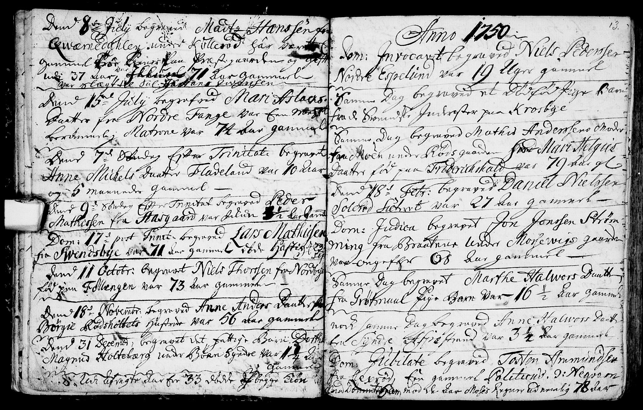 Aremark prestekontor Kirkebøker, AV/SAO-A-10899/F/Fa/L0003: Parish register (official) no. I 3, 1745-1795, p. 13