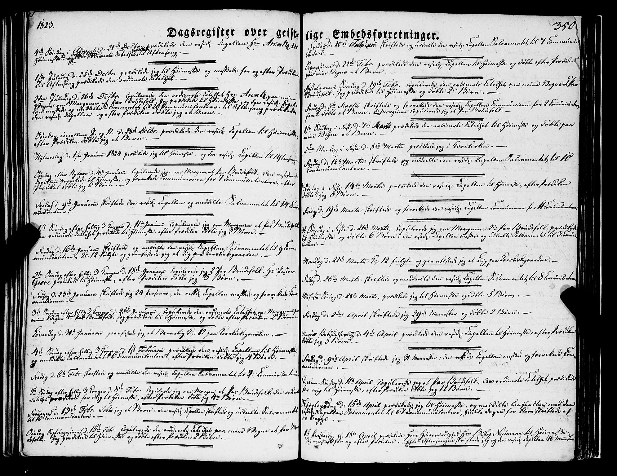 Korskirken sokneprestembete, SAB/A-76101/H/Haa/L0050: Parish register (official) no. F 1, 1821-1869, p. 350
