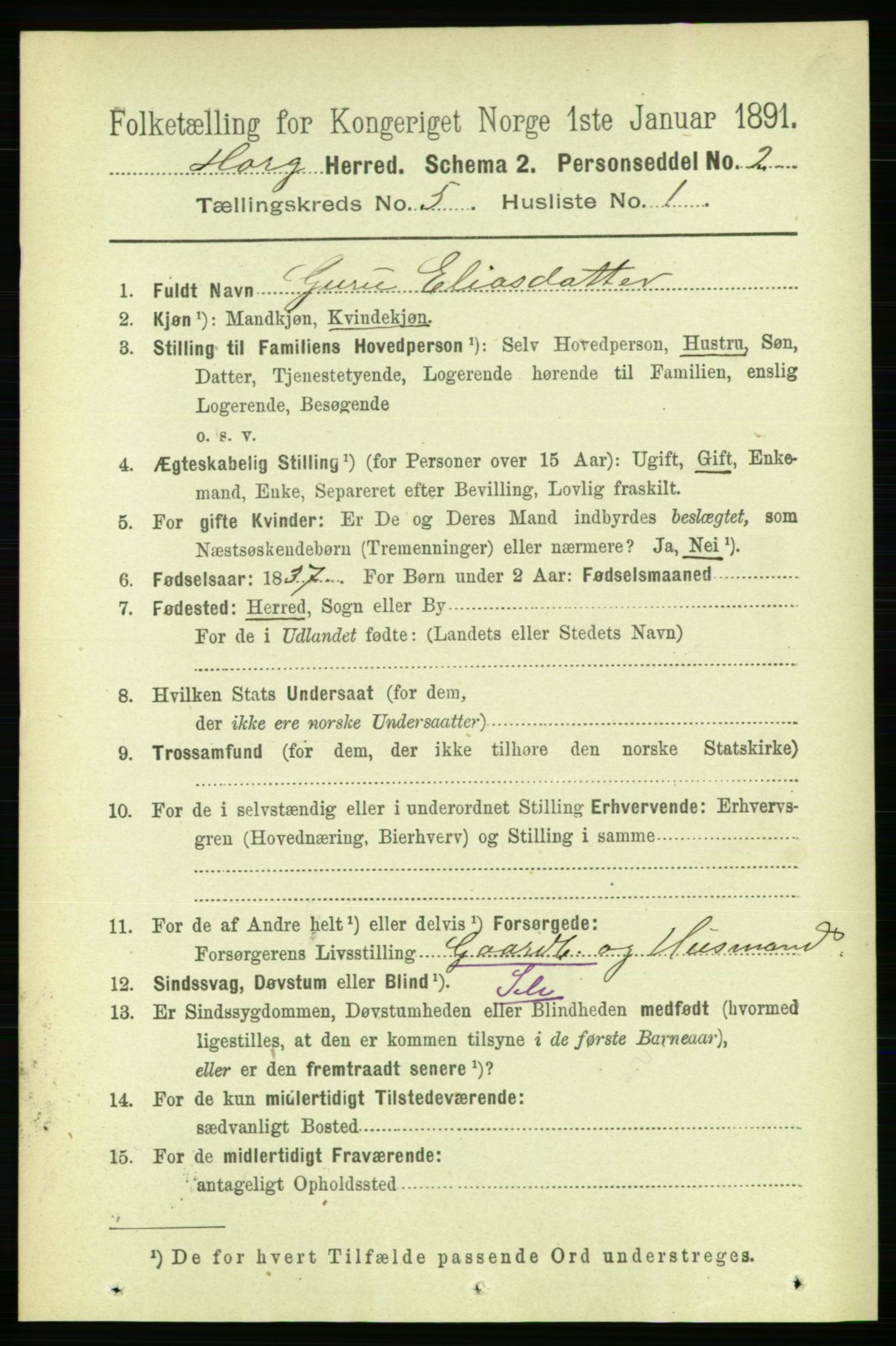 RA, 1891 census for 1650 Horg, 1891, p. 1926