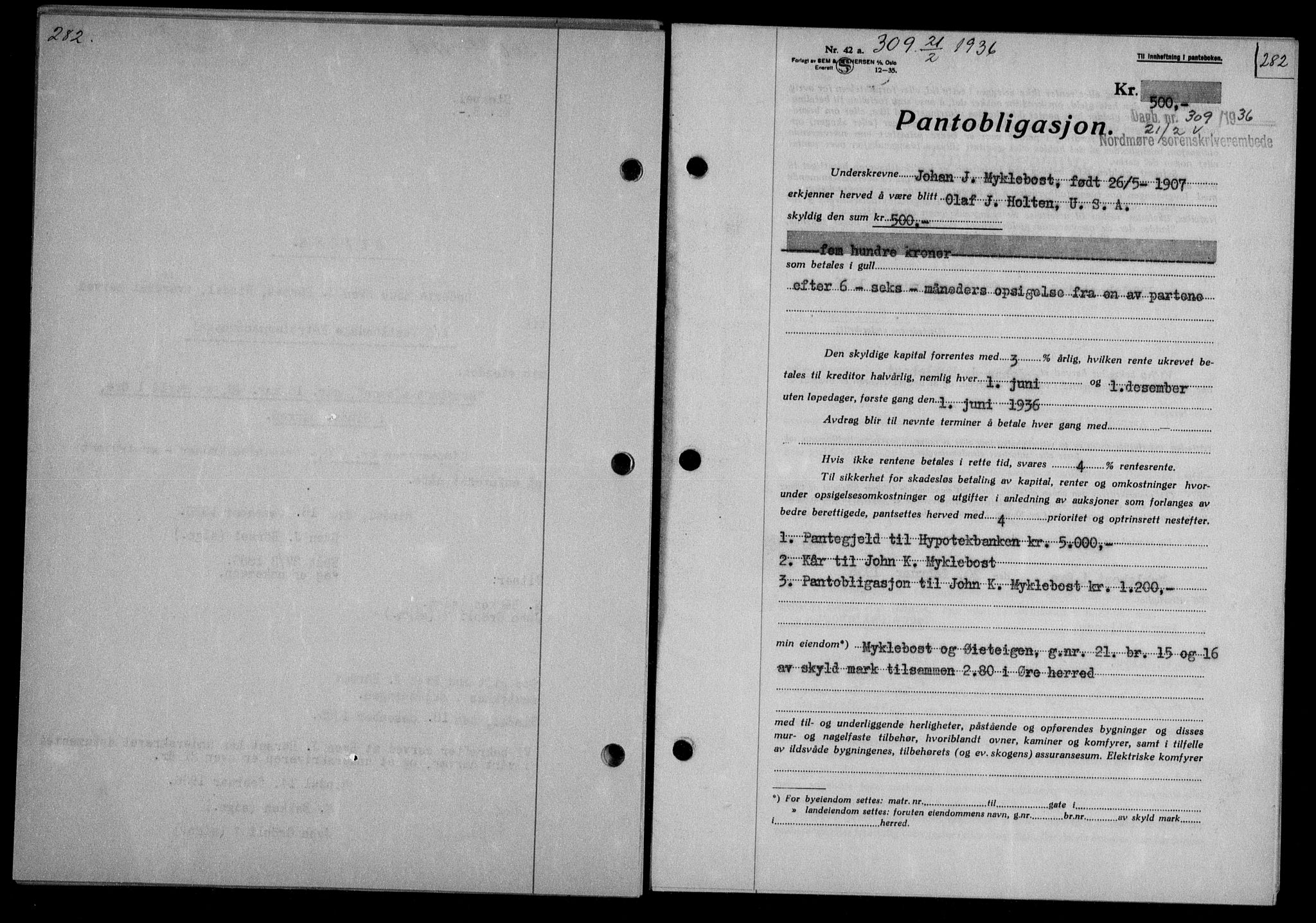 Nordmøre sorenskriveri, AV/SAT-A-4132/1/2/2Ca/L0087: Mortgage book no. 77, 1935-1936, Deed date: 21.02.1936