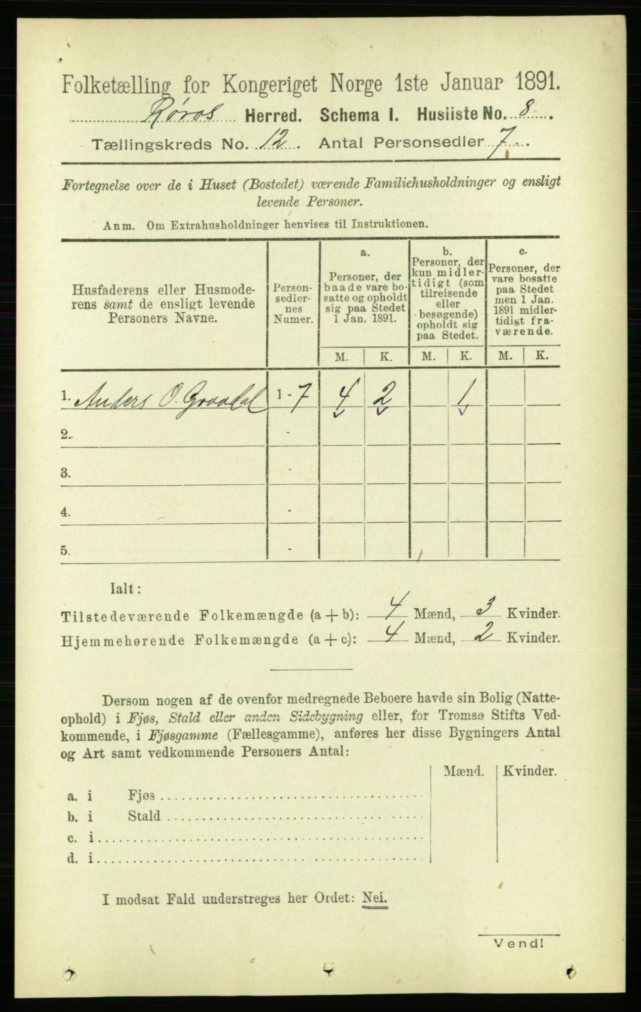 RA, 1891 census for 1640 Røros, 1891, p. 2356